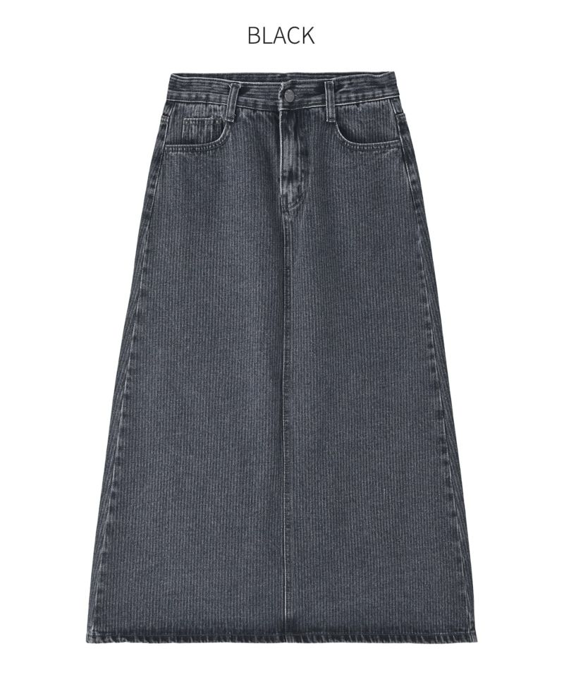 LUXE】ストライプ状ブリーチデニムスカート | おしゃれな大人