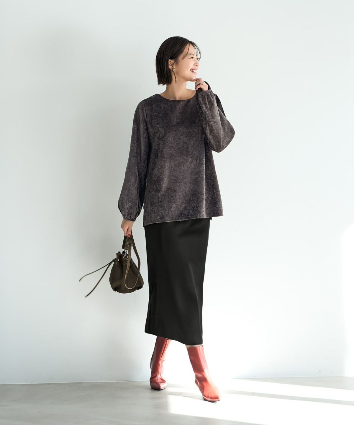 着用イメージ 167cm チャコール