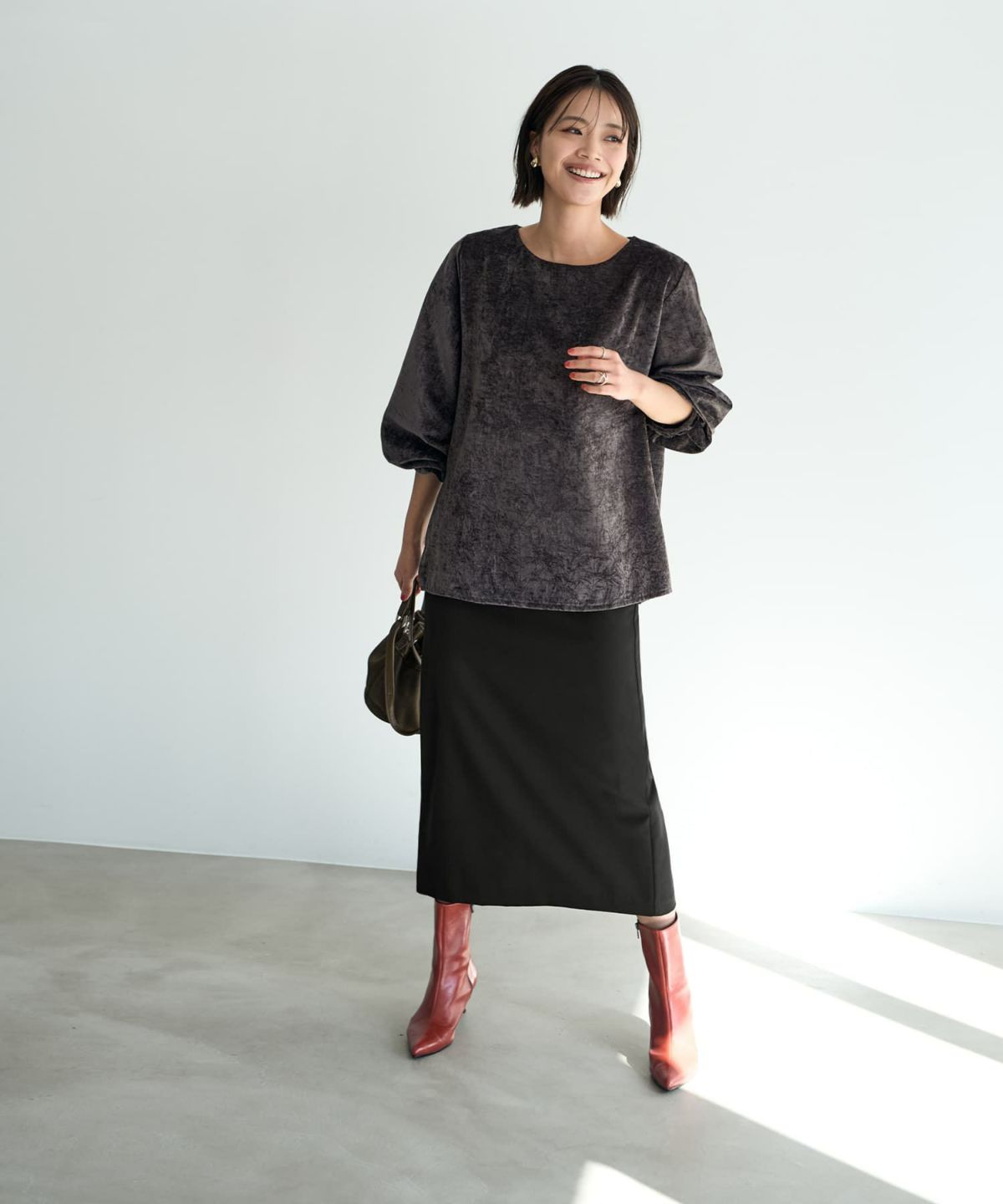 着用イメージ 167cm チャコール