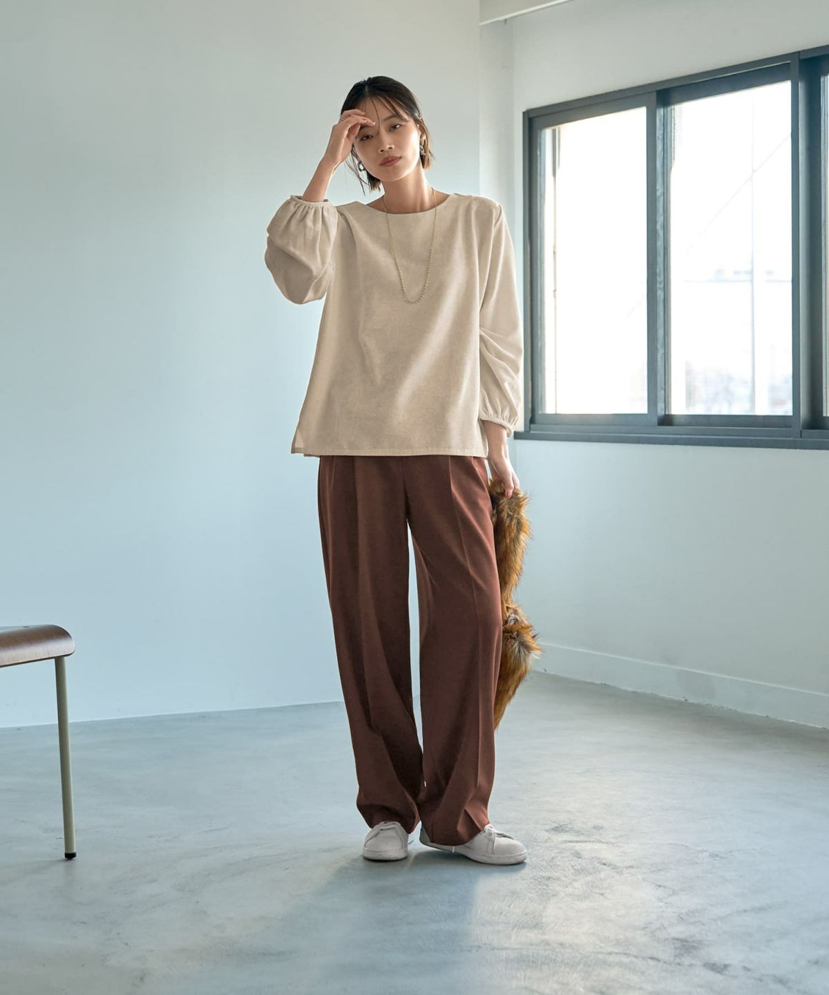 着用イメージ 167cm クリーム