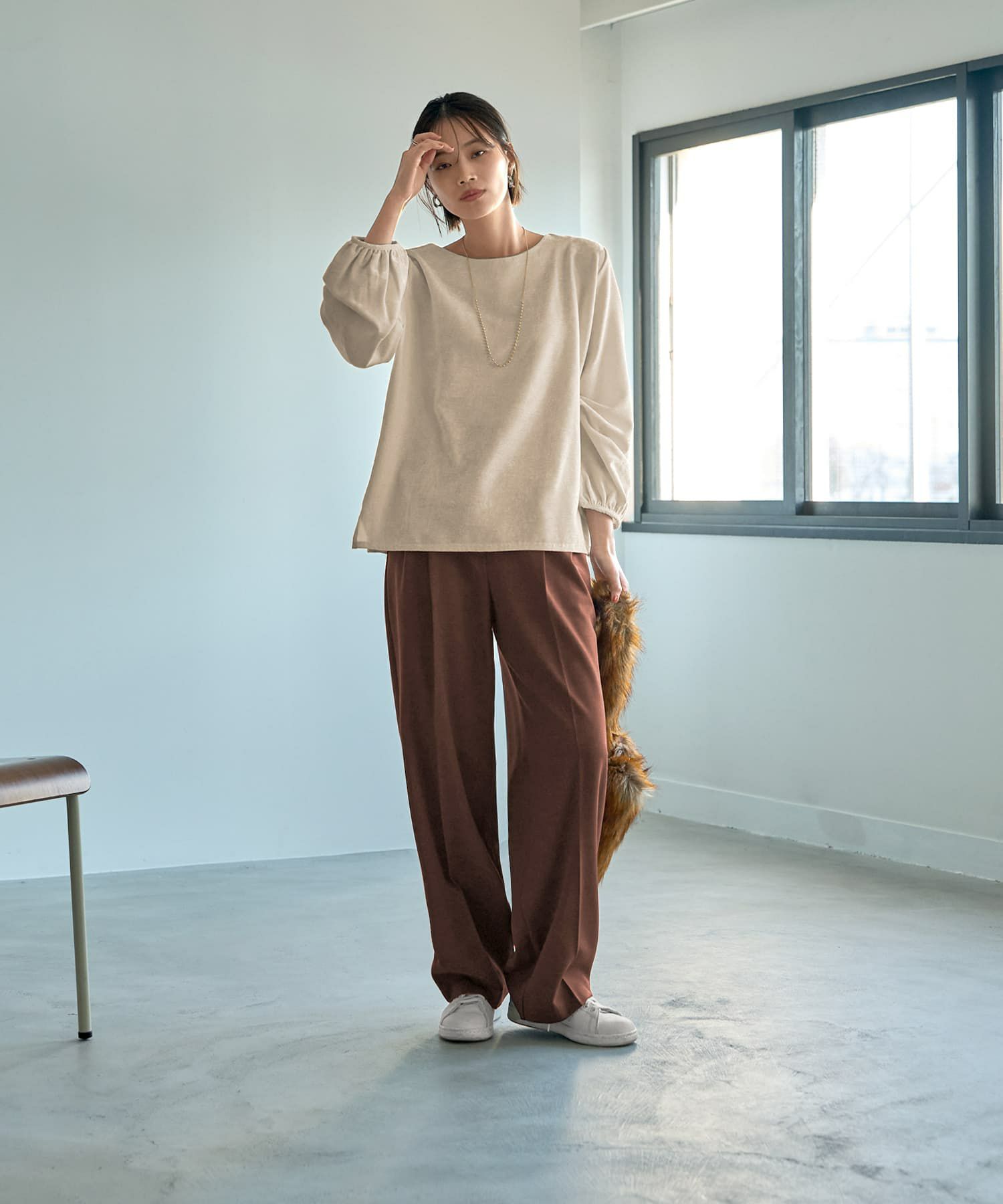 着用イメージ 167cm クリーム