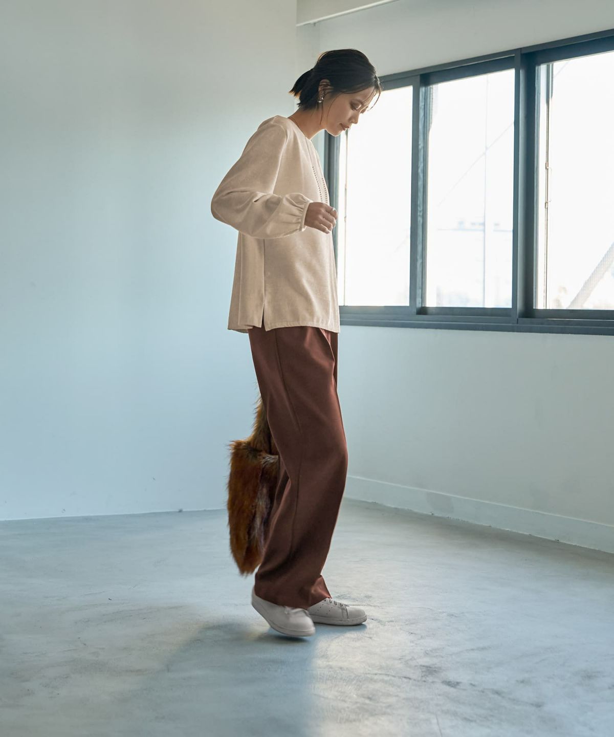 着用イメージ 167cm クリーム