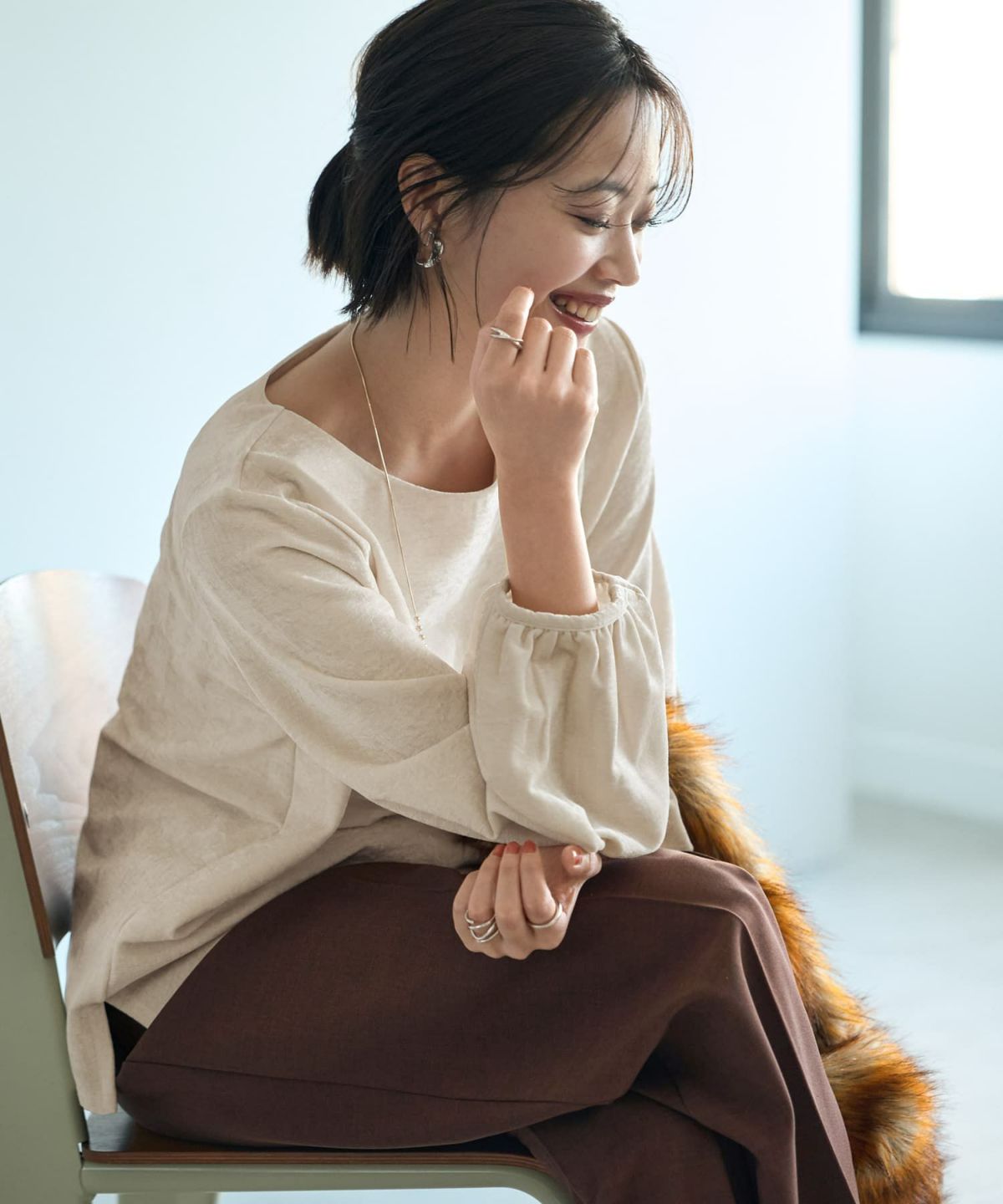 着用イメージ 167cm クリーム