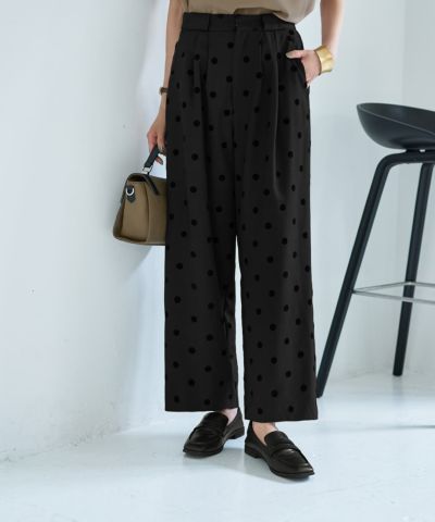 Y's 13ss ドット柄 ワイドショーツ フロッキードットワイドパンツ | おしゃれな大人レディース