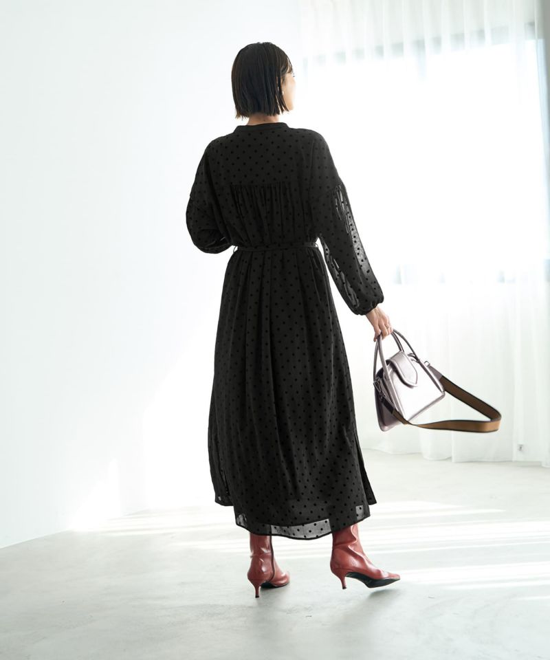 LUXE】フロッキードットギャザーワンピース | おしゃれな大人レディースファッション通販STYLE DELI