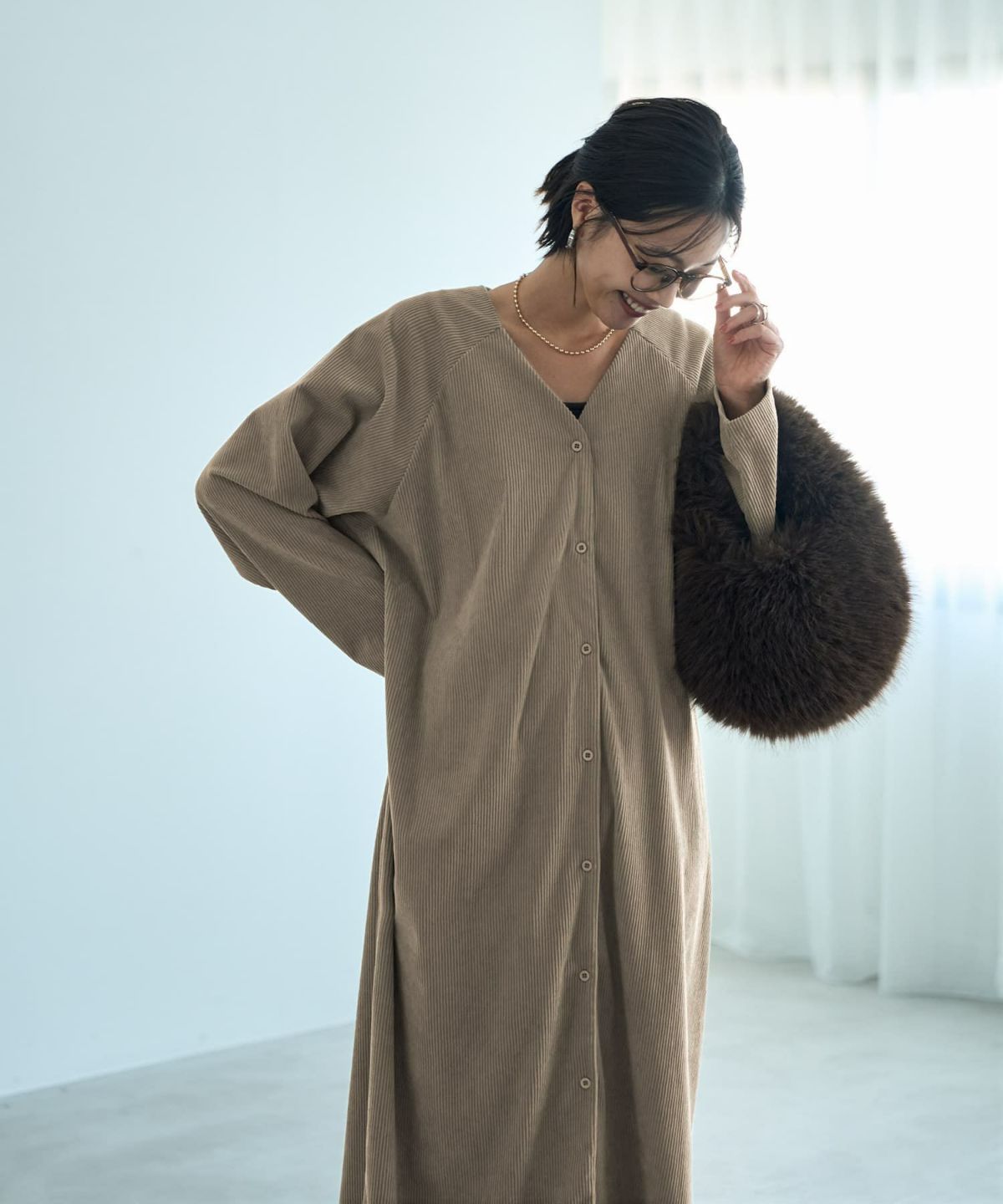 着用イメージ 167cm ベージュ