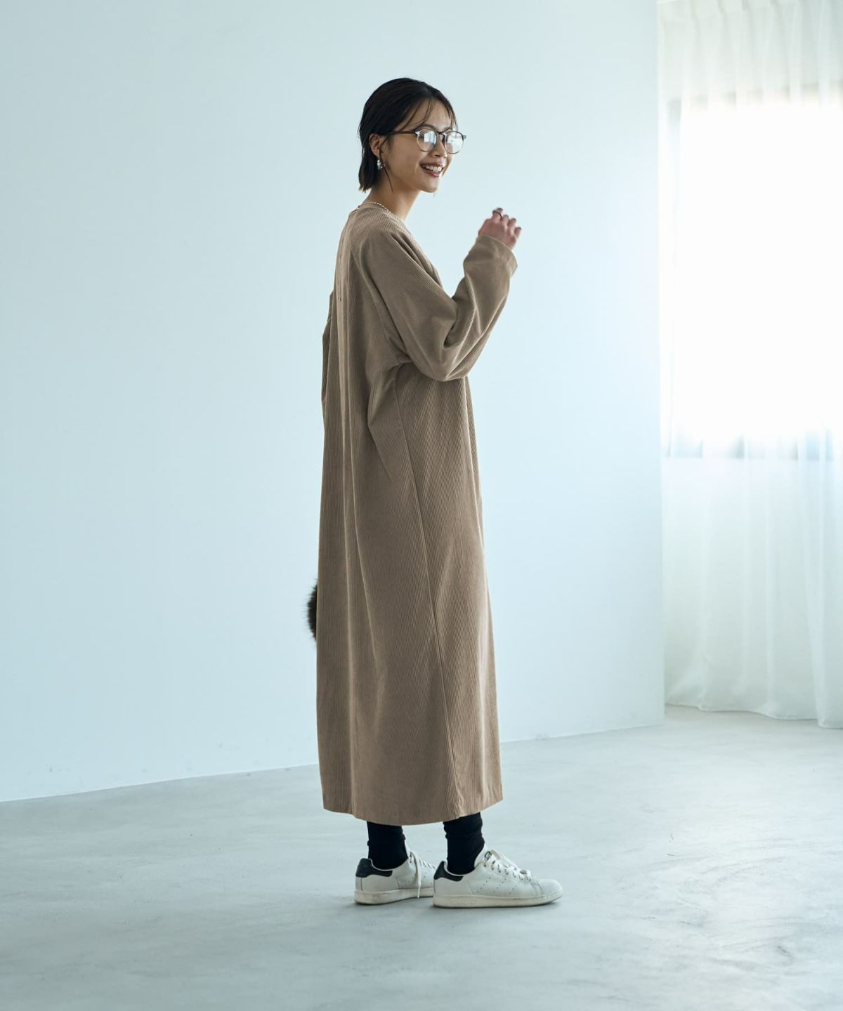 着用イメージ 167cm ベージュ