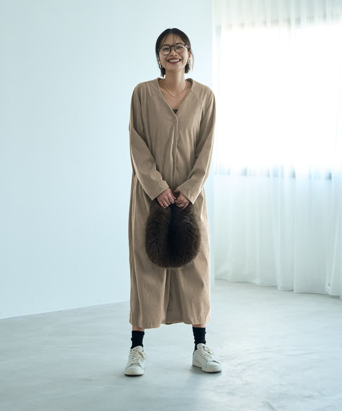 着用イメージ 167cm ベージュ