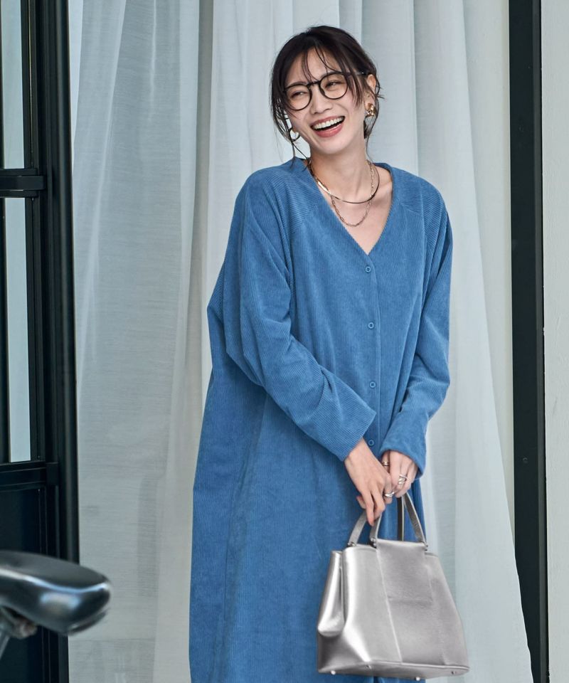 ライトコーデュロイVネックワンピース | おしゃれな大人レディースファッション通販STYLE DELI