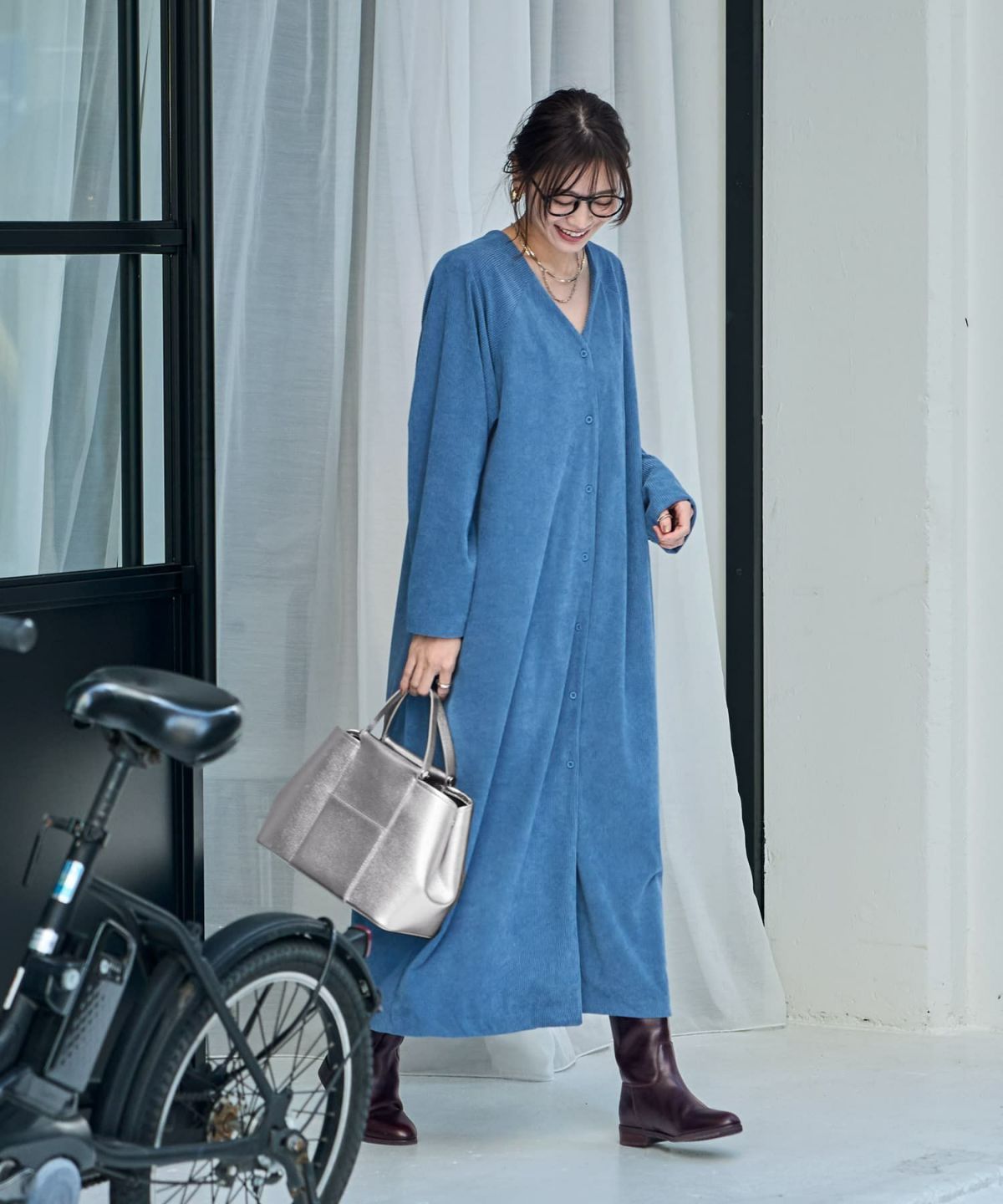 着用イメージ 166cm ライトブルー