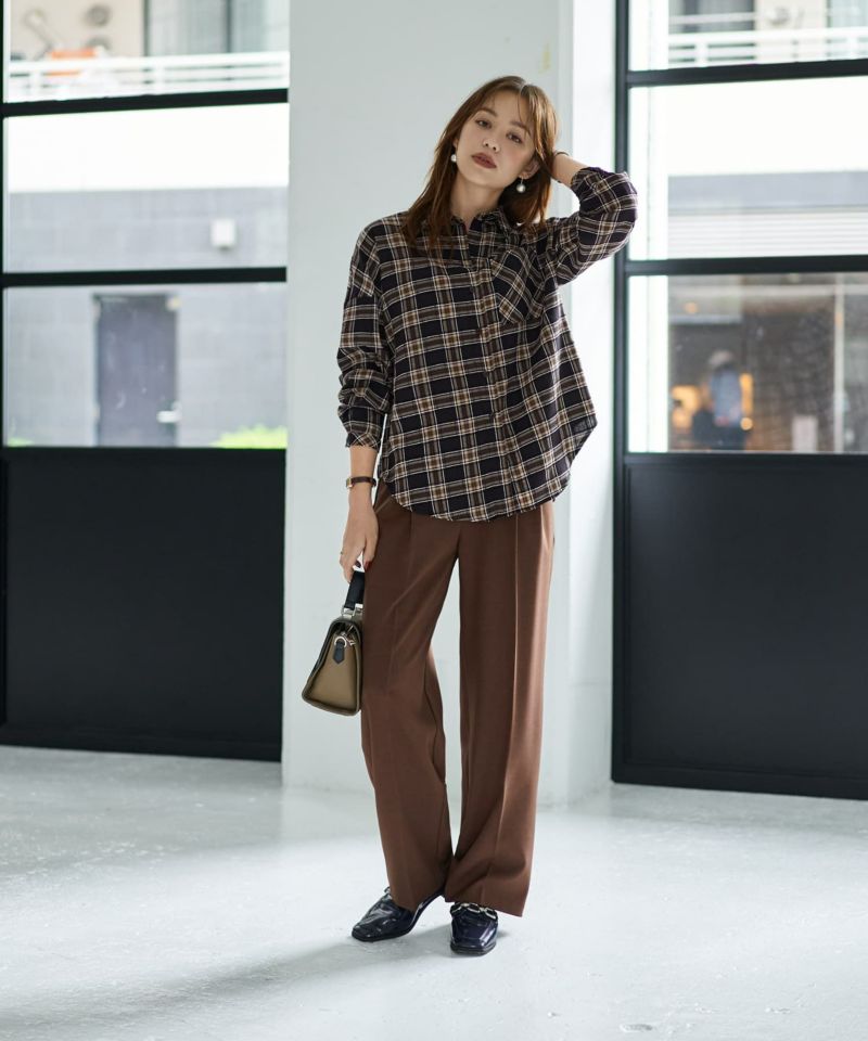 立体ステッチチェック柄シャツ | おしゃれな大人レディース
