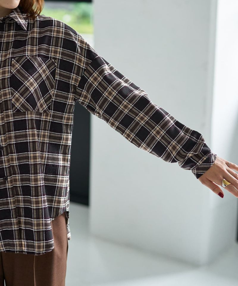 立体ステッチチェック柄シャツ | おしゃれな大人レディース