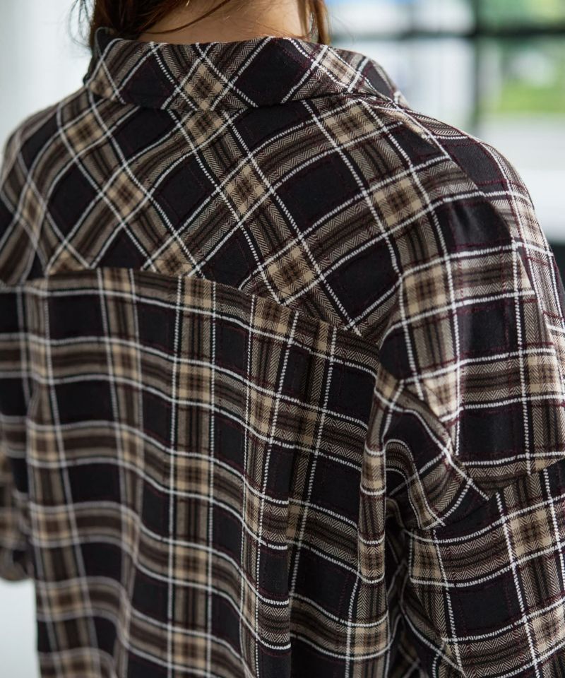 立体ステッチチェック柄シャツ | おしゃれな大人レディース