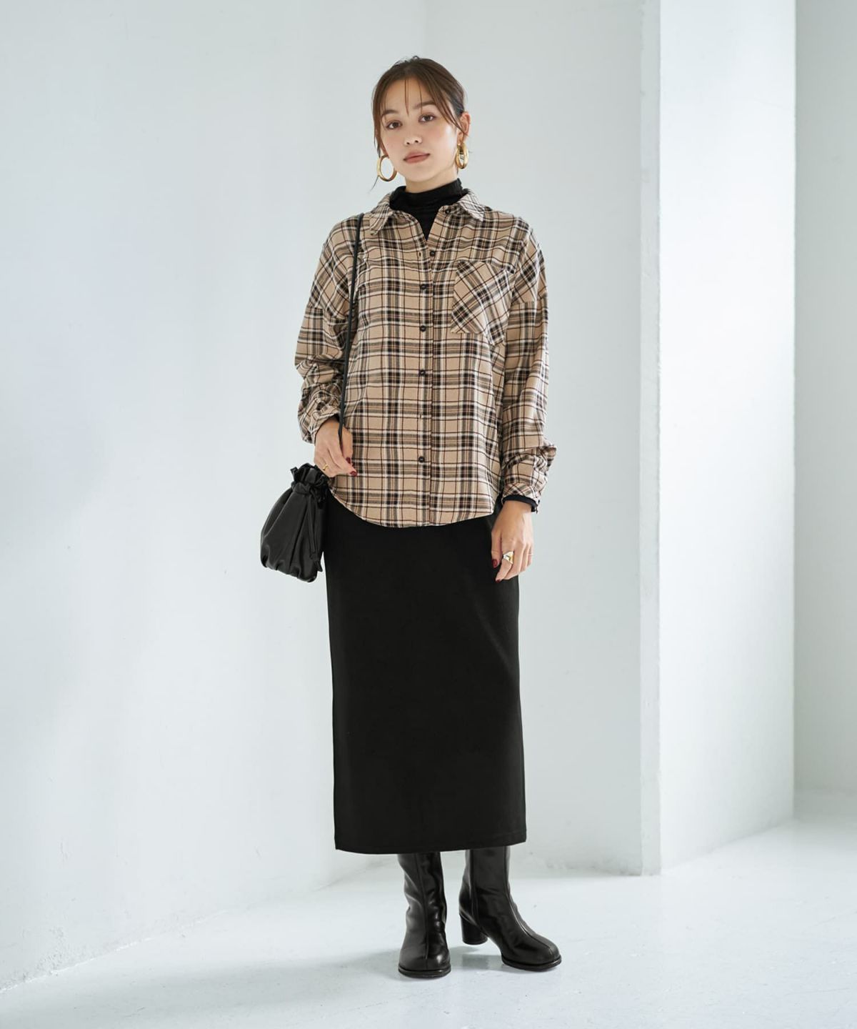 着用イメージ 167cm ベージュミックス