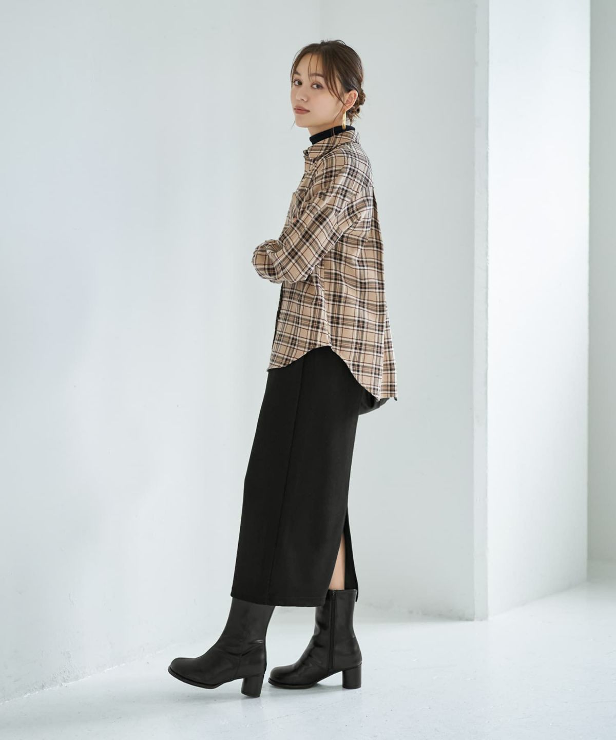 着用イメージ 167cm ベージュミックス