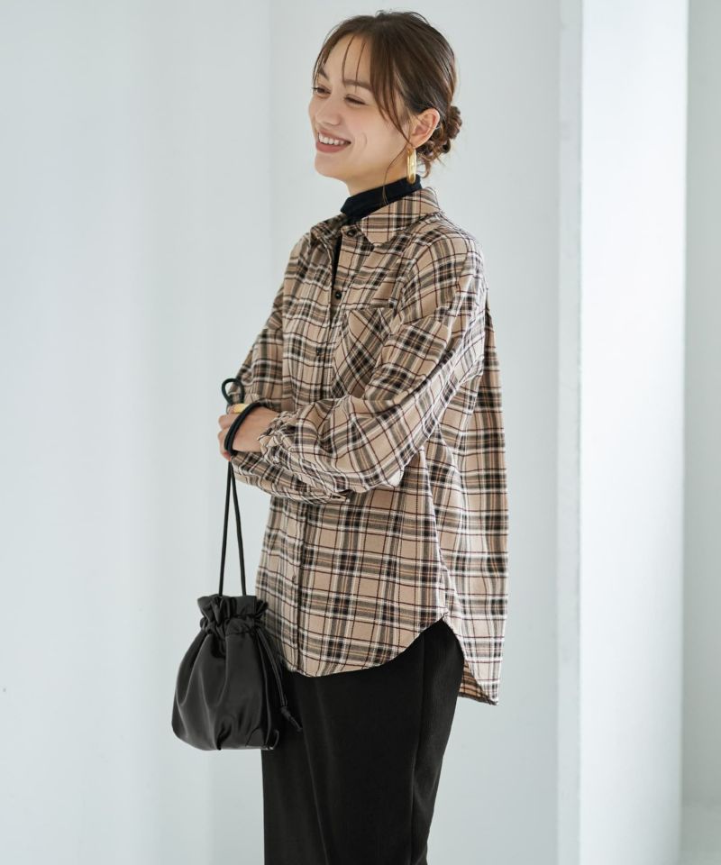 立体ステッチチェック柄シャツ | おしゃれな大人レディース