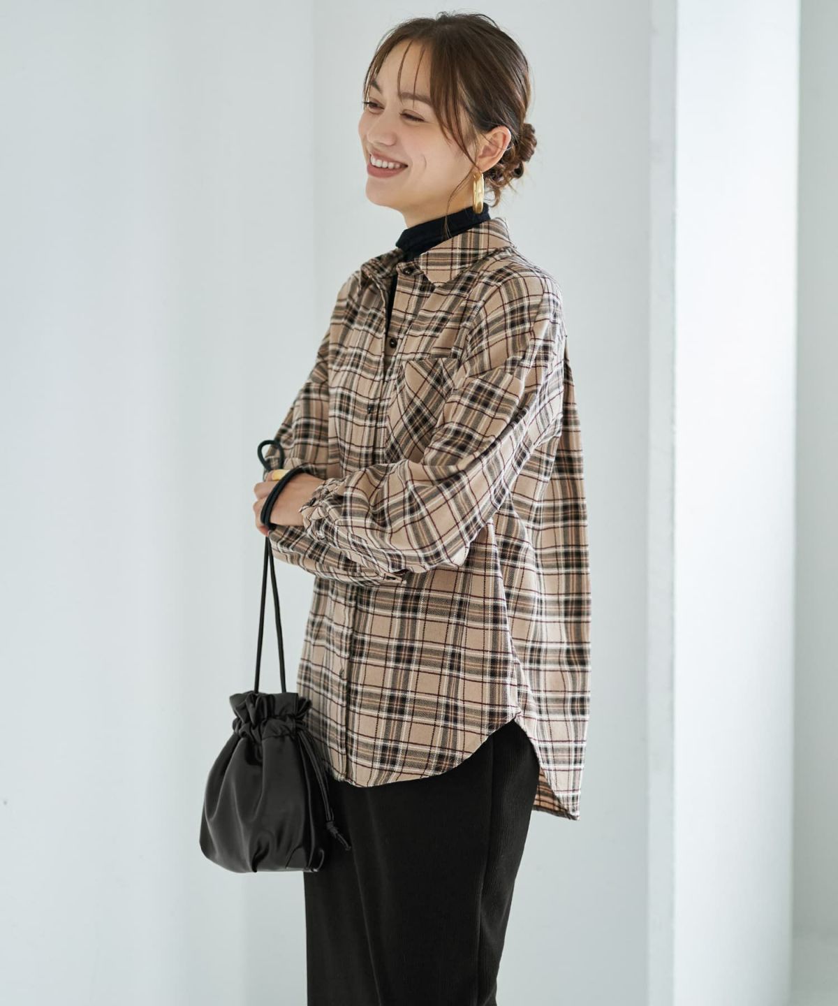 着用イメージ 167cm ベージュミックス