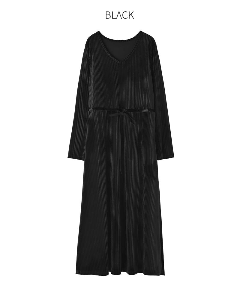 ストライプベロアワンピース | おしゃれな大人レディースファッション