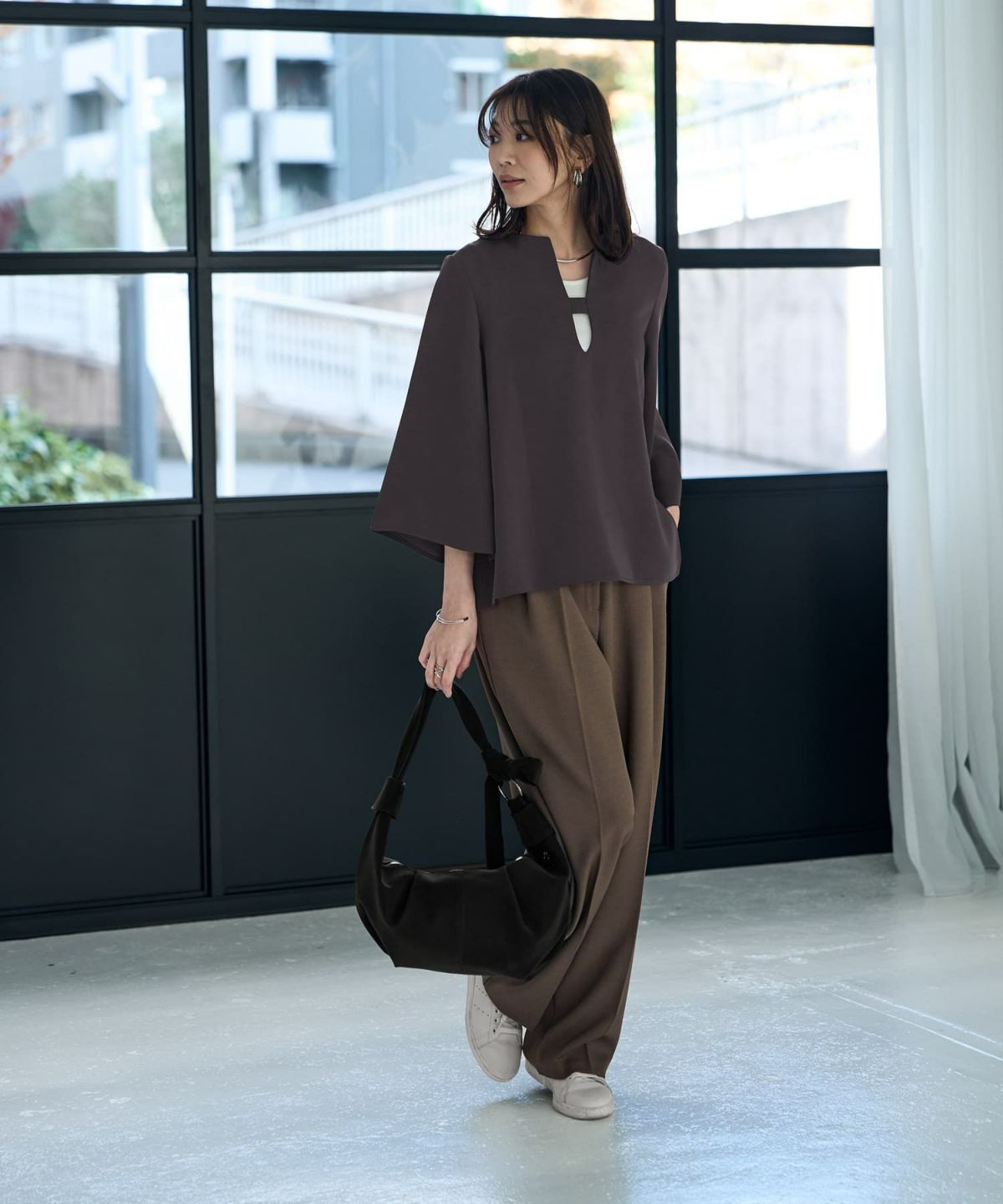 着用イメージ 166cm チャコール