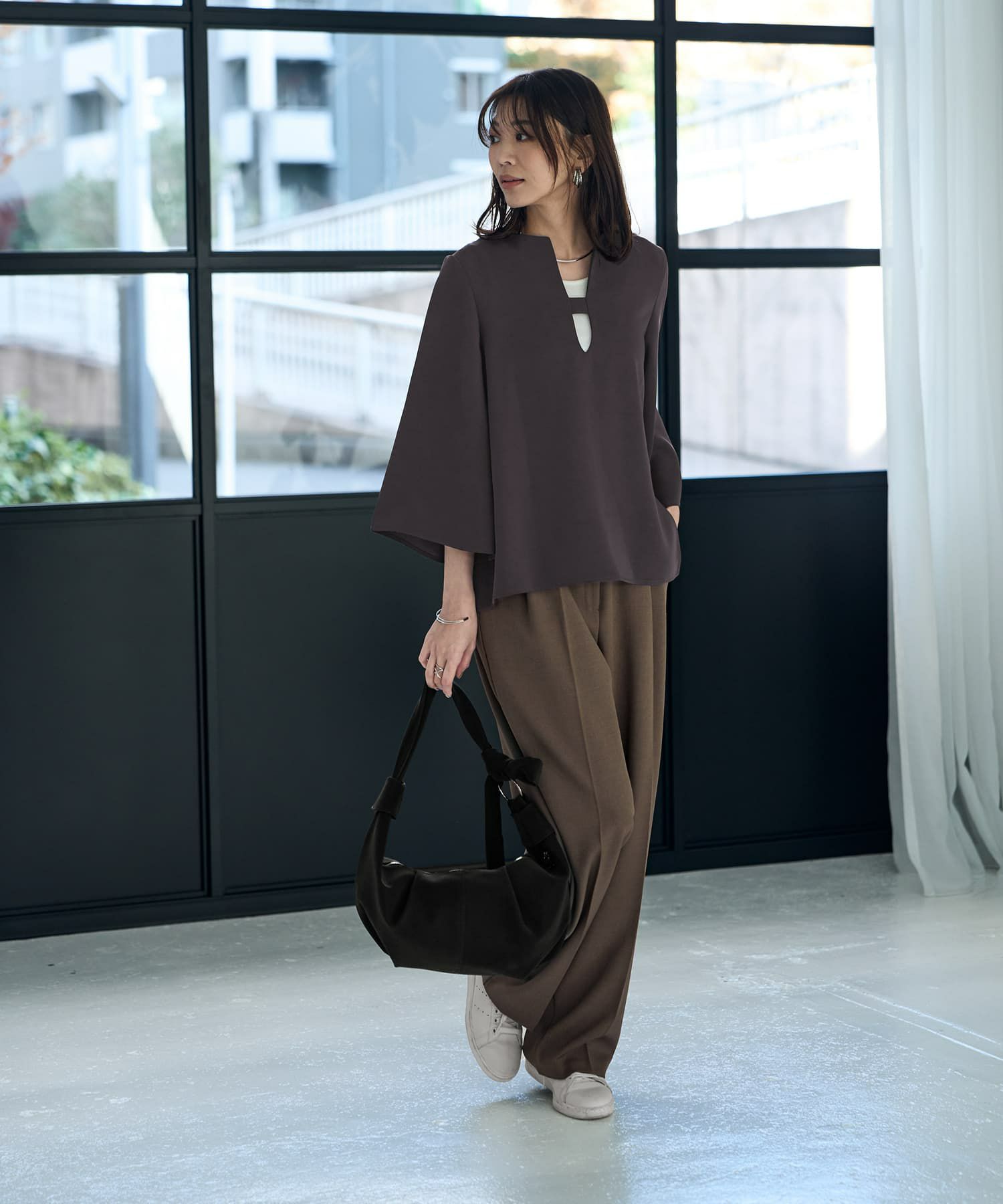 着用イメージ 166cm チャコール
