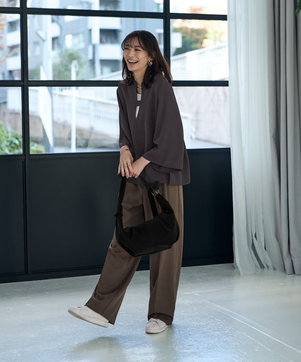 着用イメージ 166cm チャコール