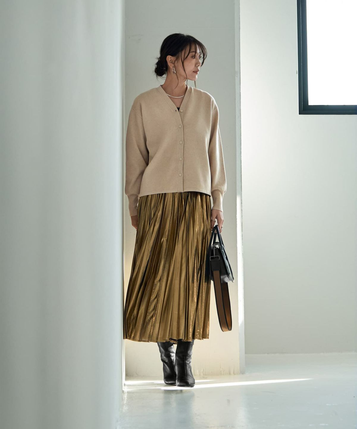 着用イメージ 166cm ベージュ