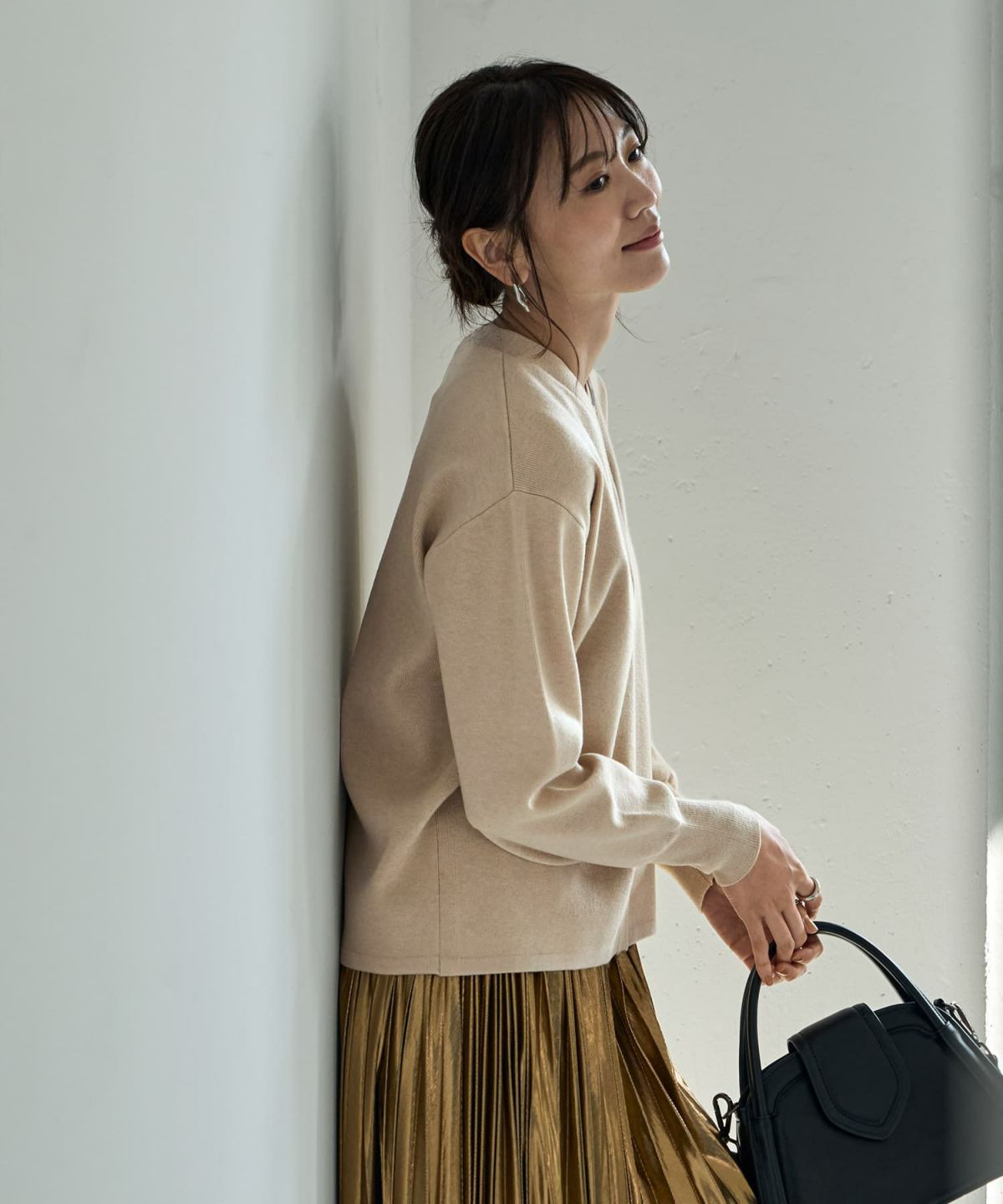 着用イメージ 166cm ベージュ