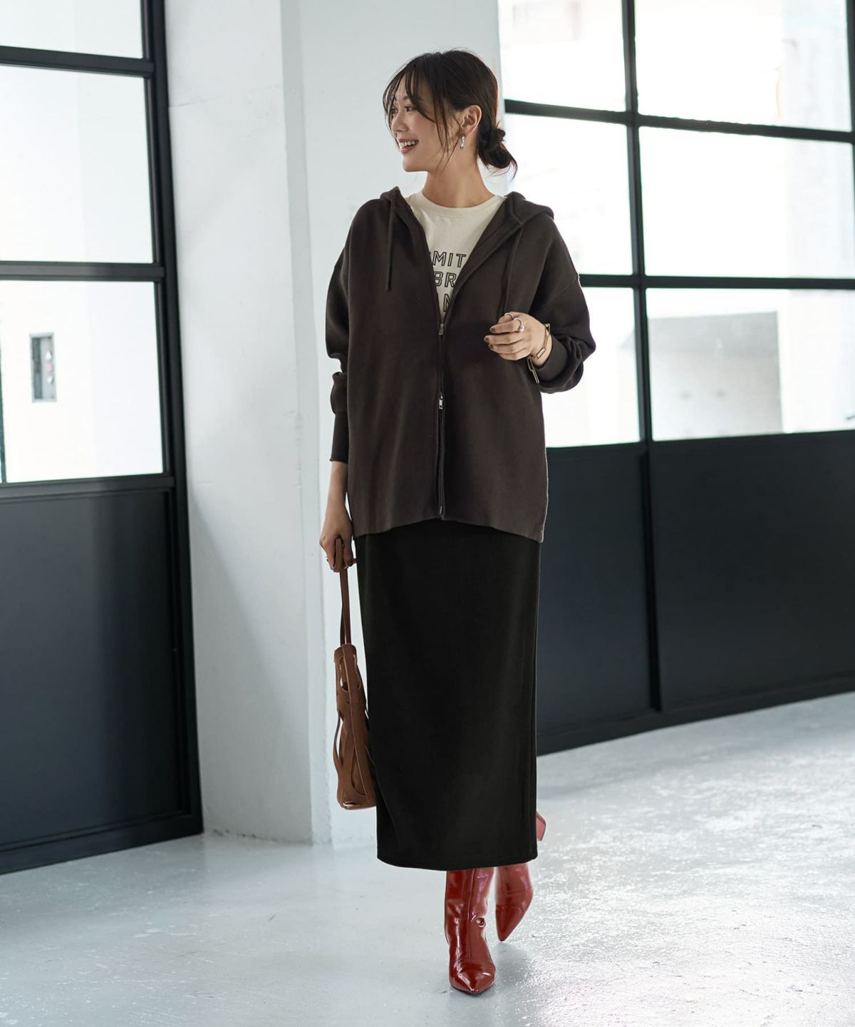 着用イメージ 166cm コーヒー 