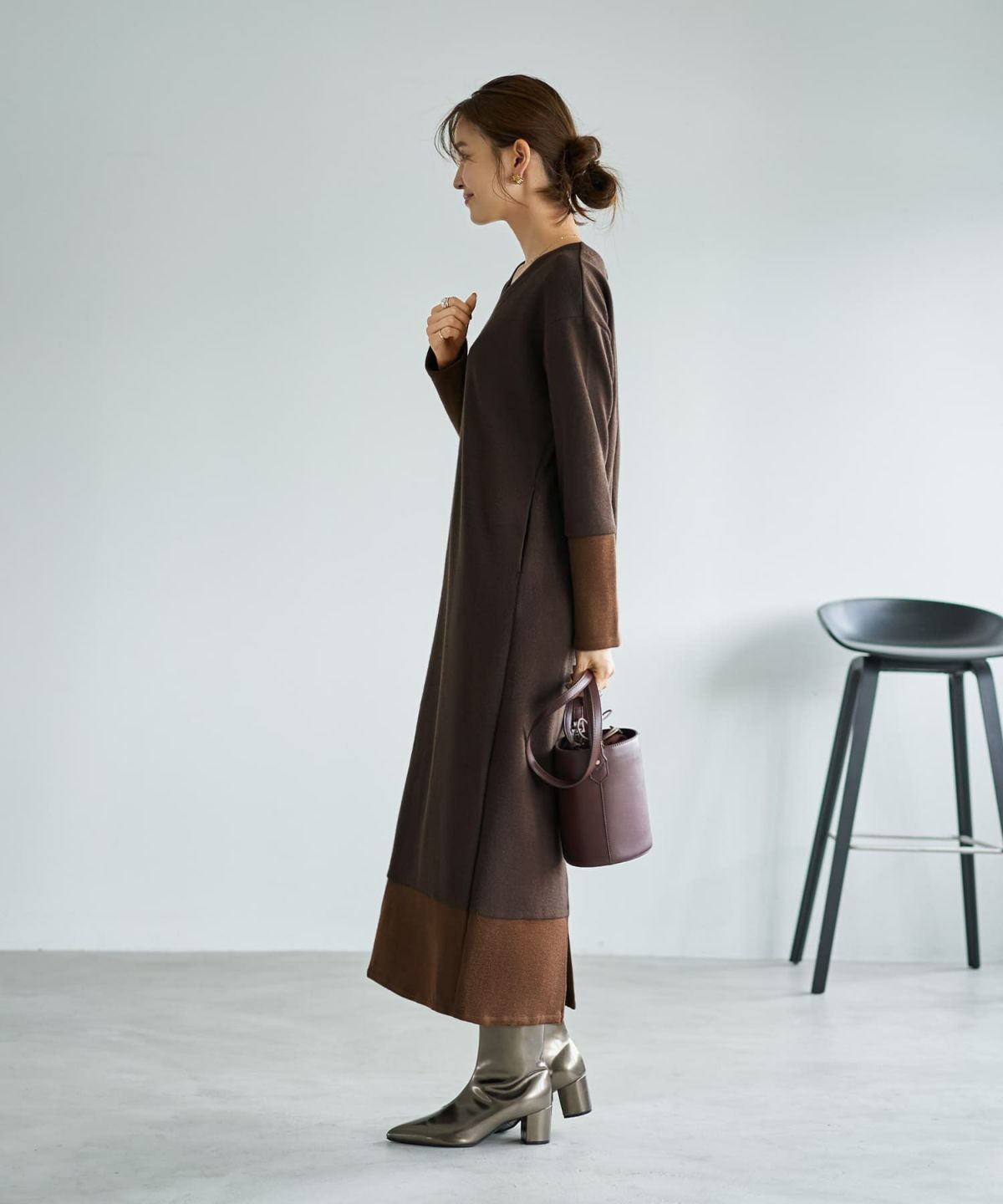 着用イメージ 166cm ブラウン