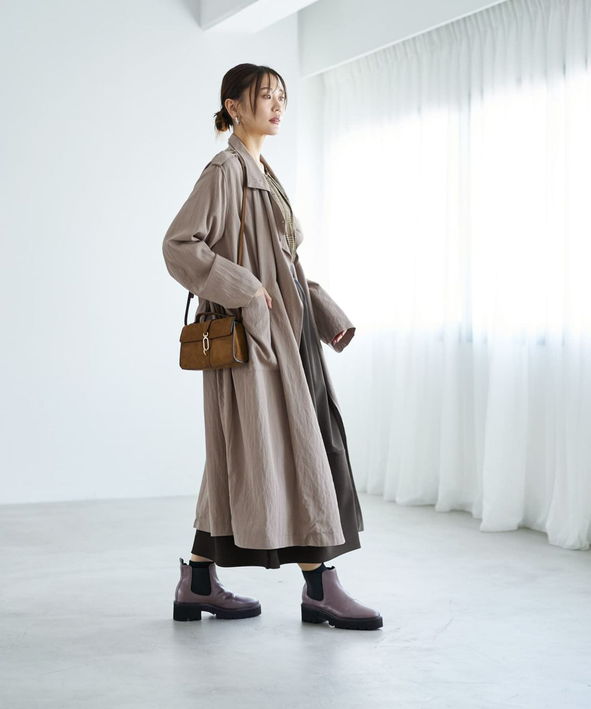 着用イメージ 166cm モカグレージュ