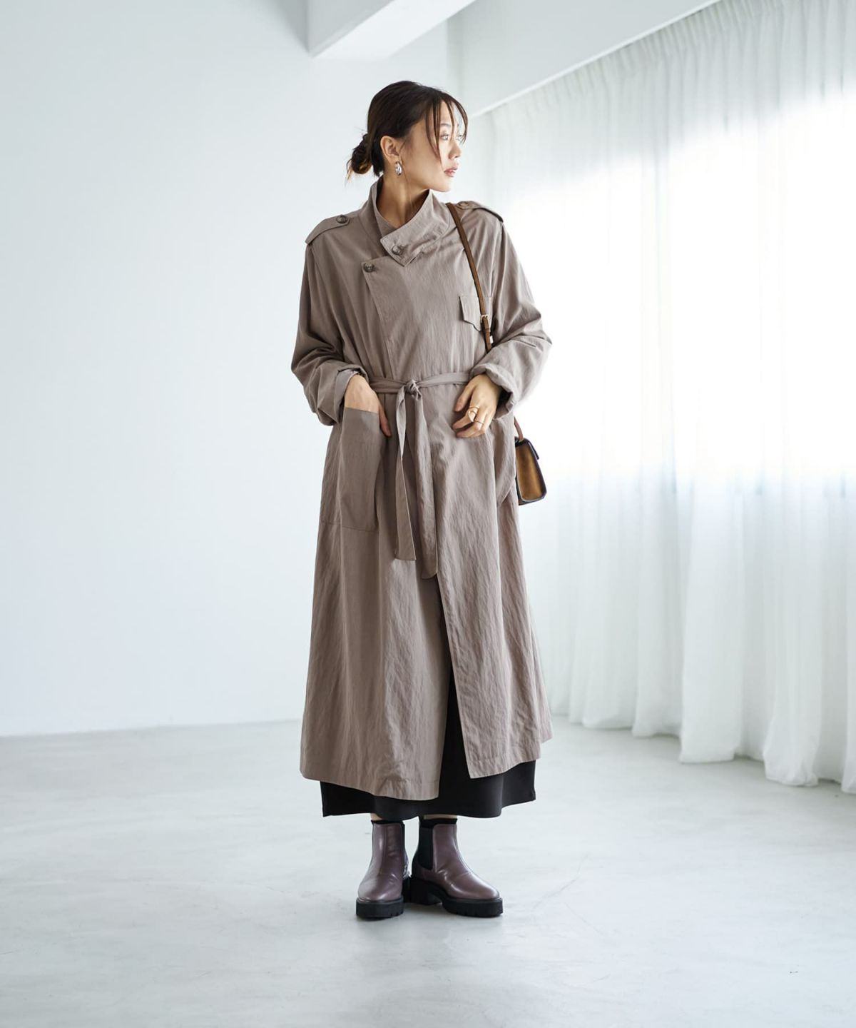 着用イメージ 166cm モカグレージュ