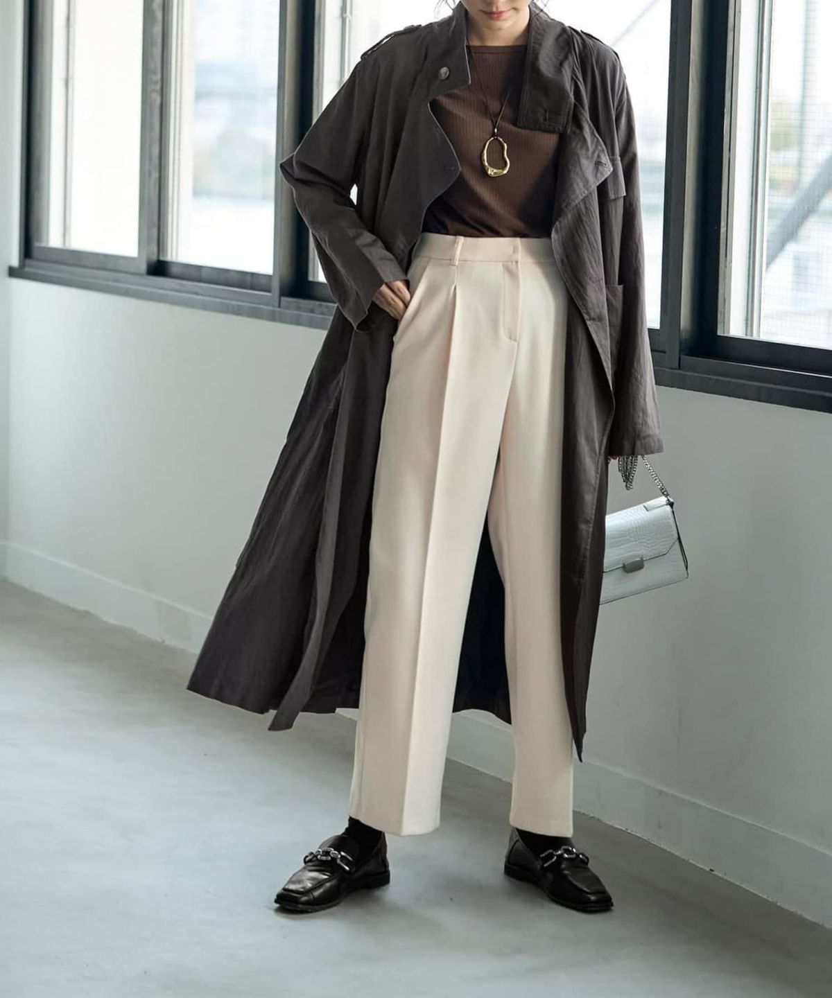 着用イメージ 167cm ブラウン