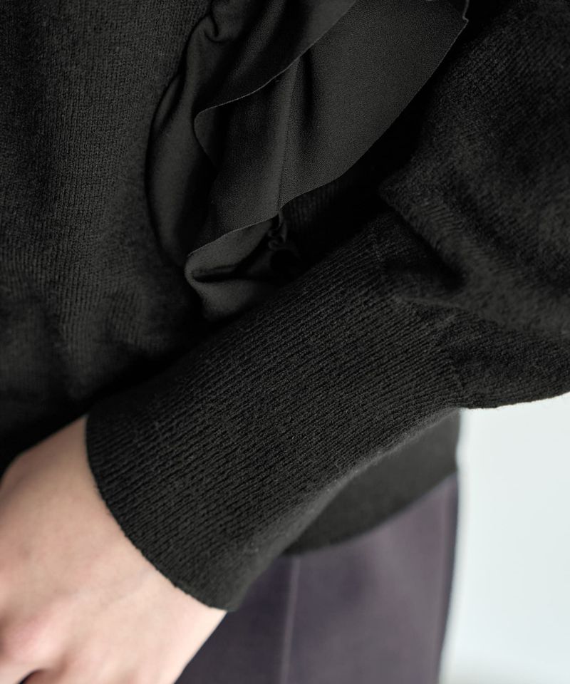 LUXE】シフォンフリルニットカーディガン | おしゃれな大人 LUXE】シフォンフリルニットカーディガン | おしゃれな大人