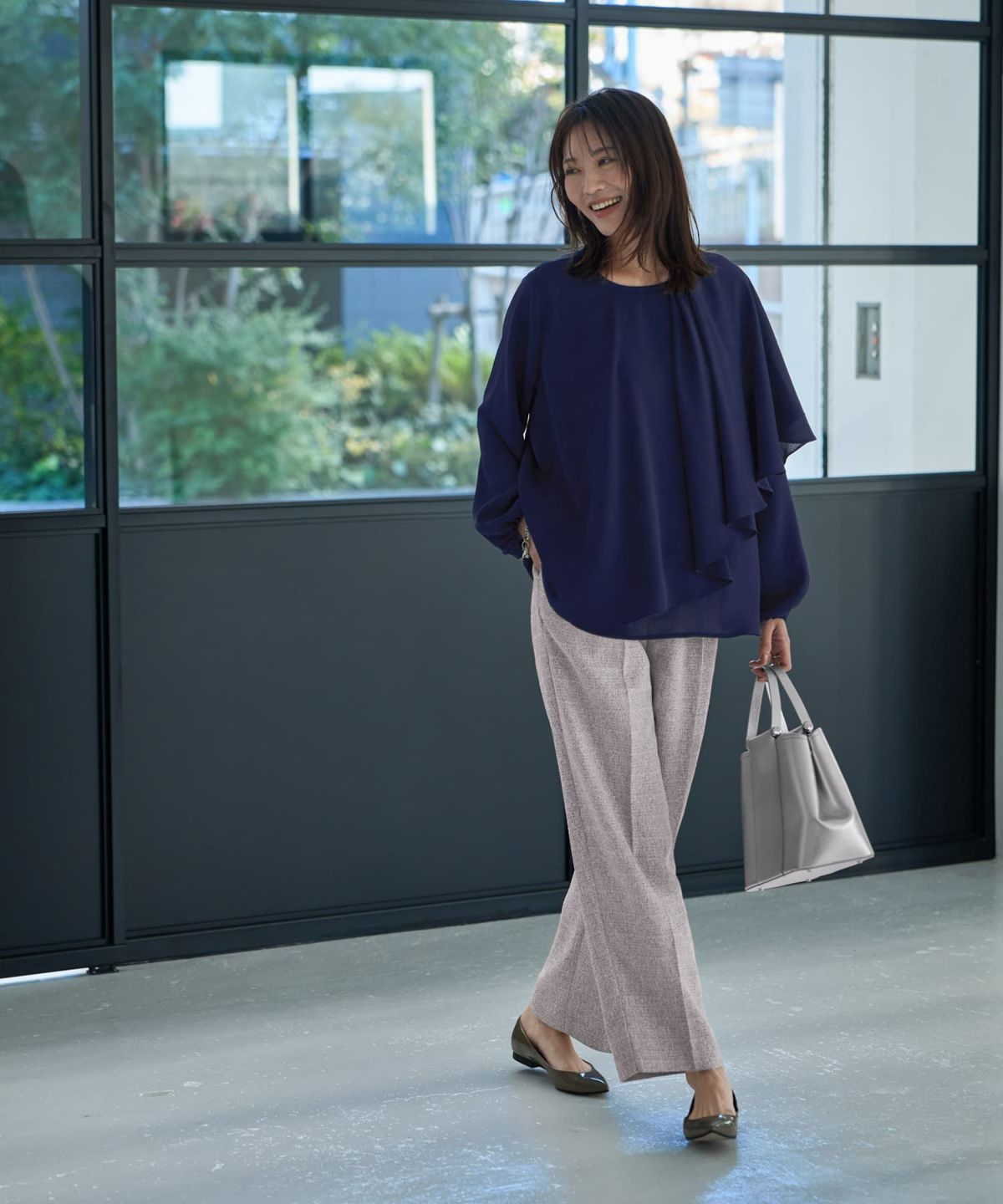 着用イメージ 166cm ライトネイビー
