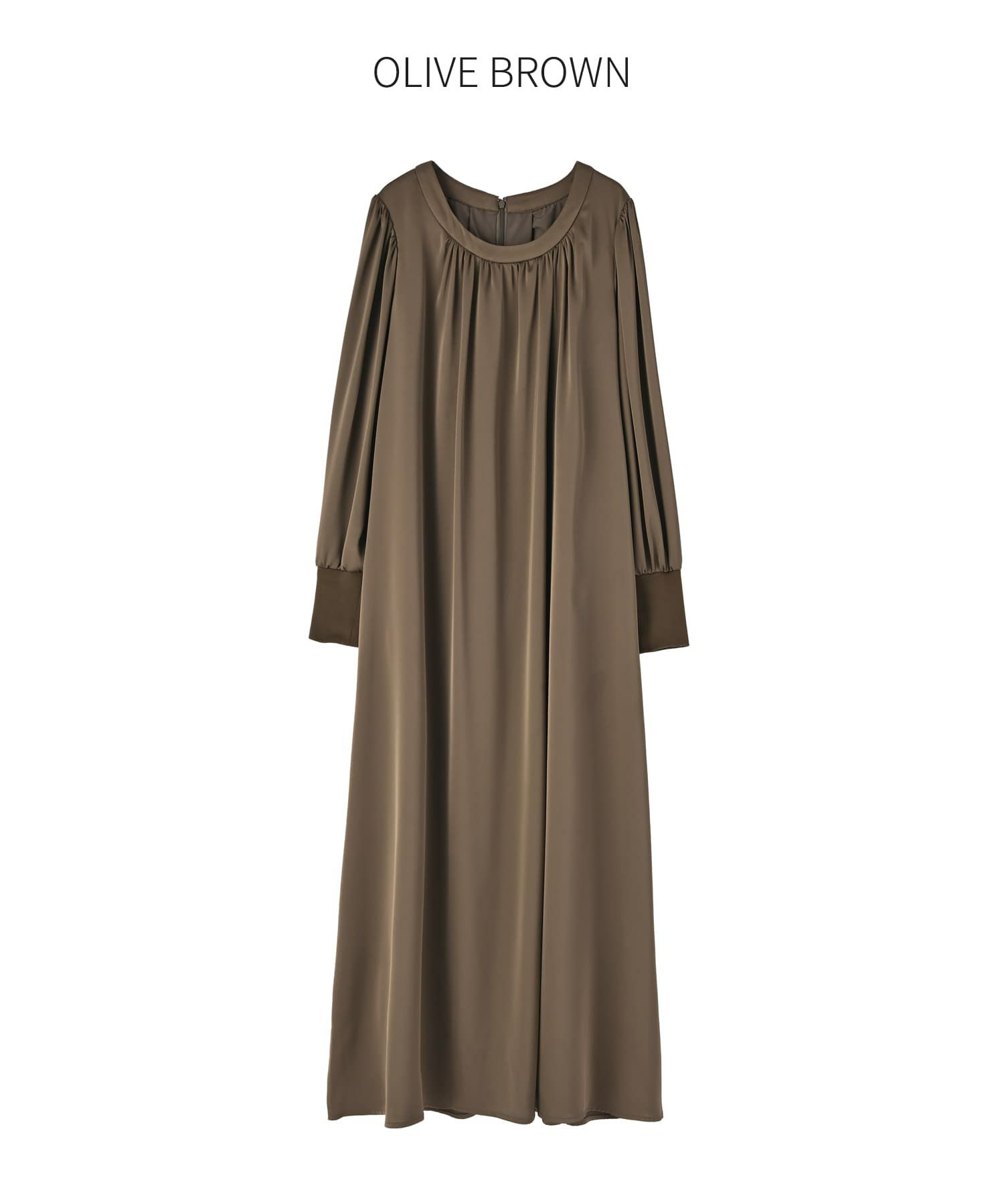 ノーブルサテンギャザーワンピース | おしゃれな大人レディース