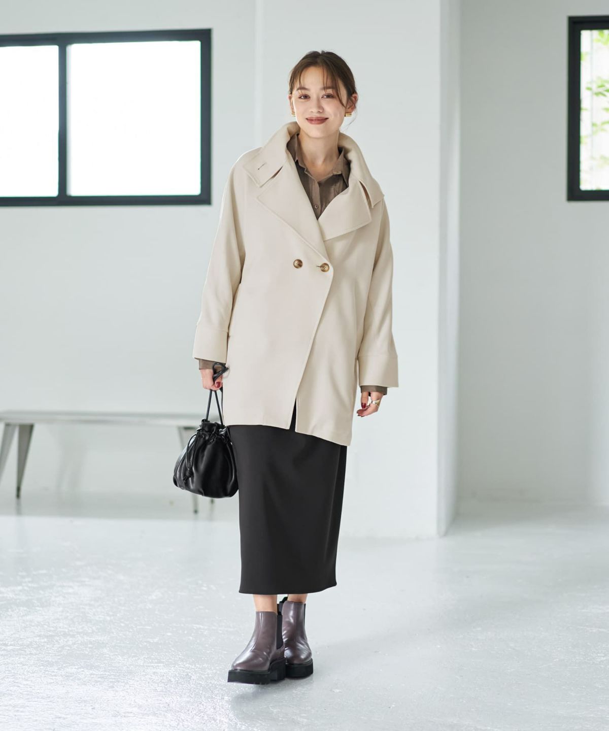 着用イメージ 167cm エクリュ