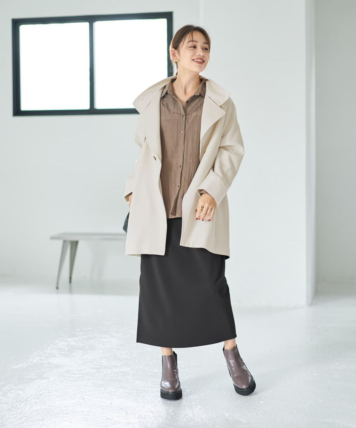 着用イメージ 167cm エクリュ