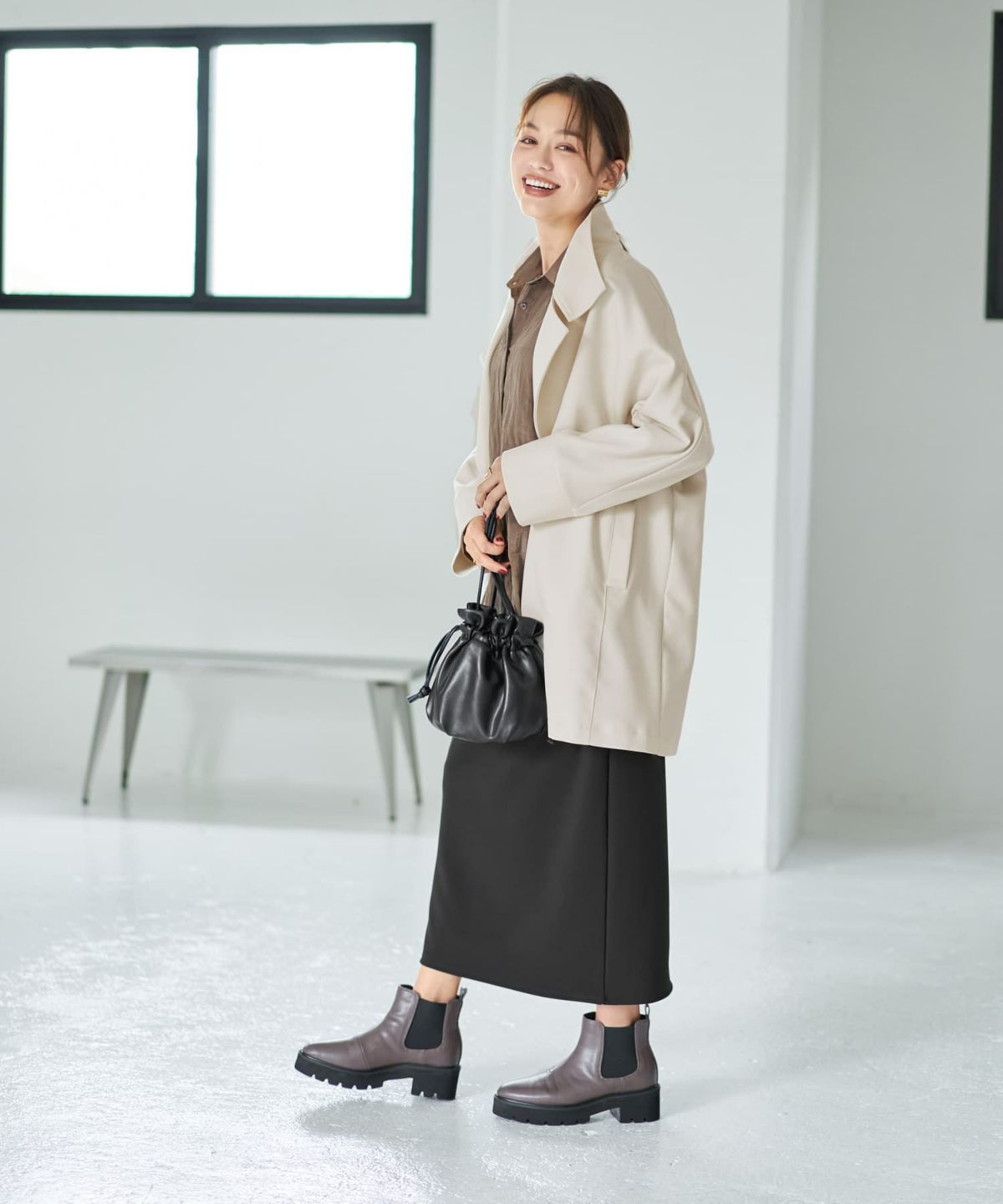 着用イメージ 167cm エクリュ