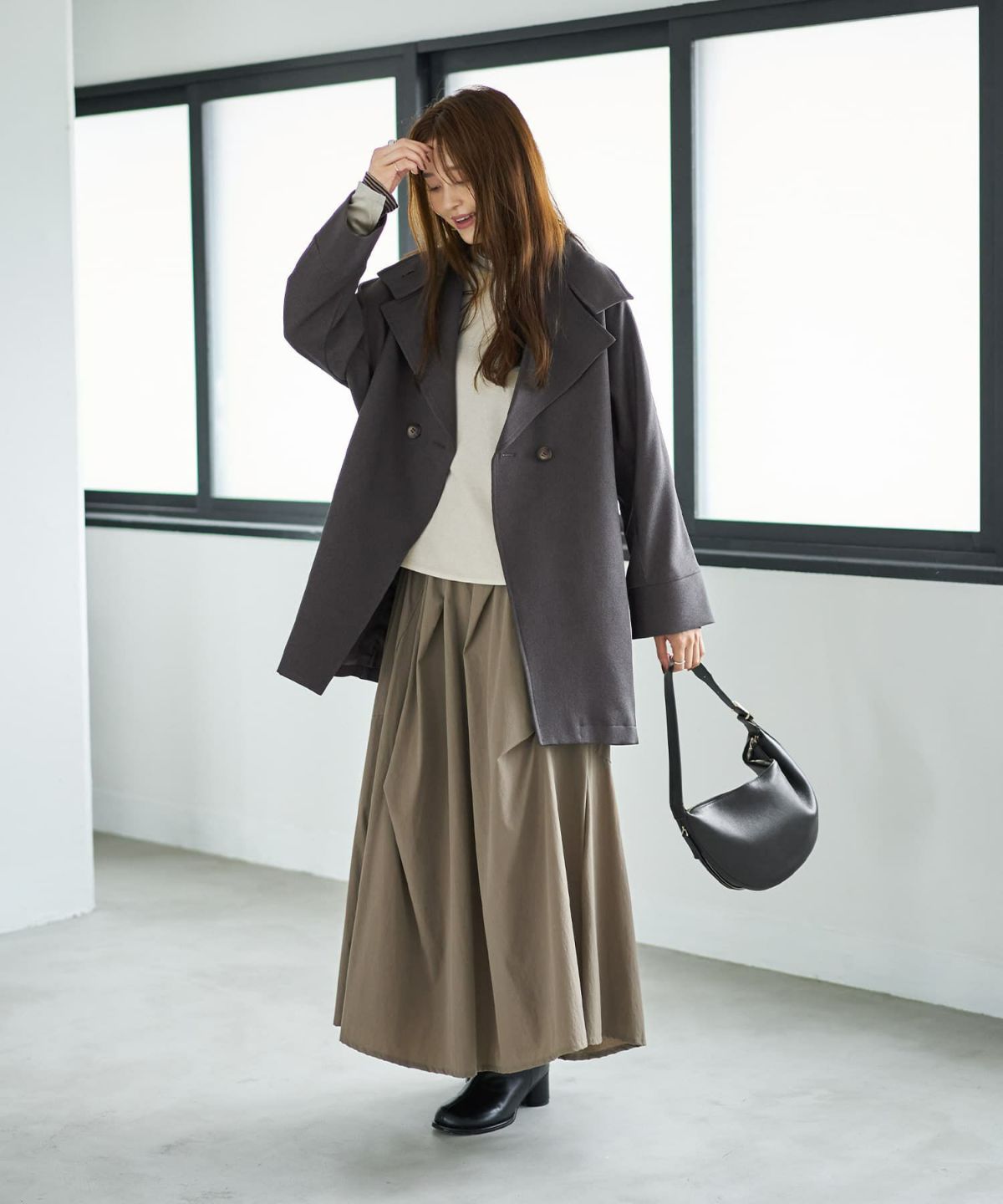 着用イメージ 166cm チャコール