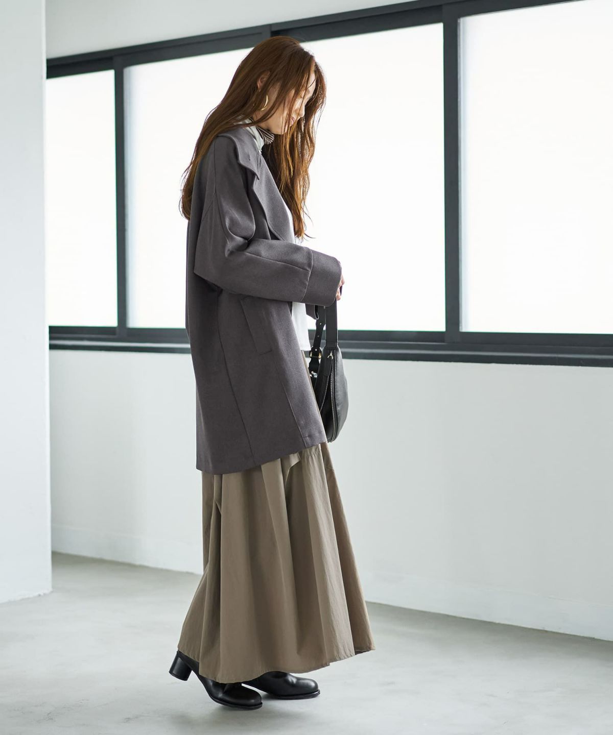 着用イメージ 166cm チャコール