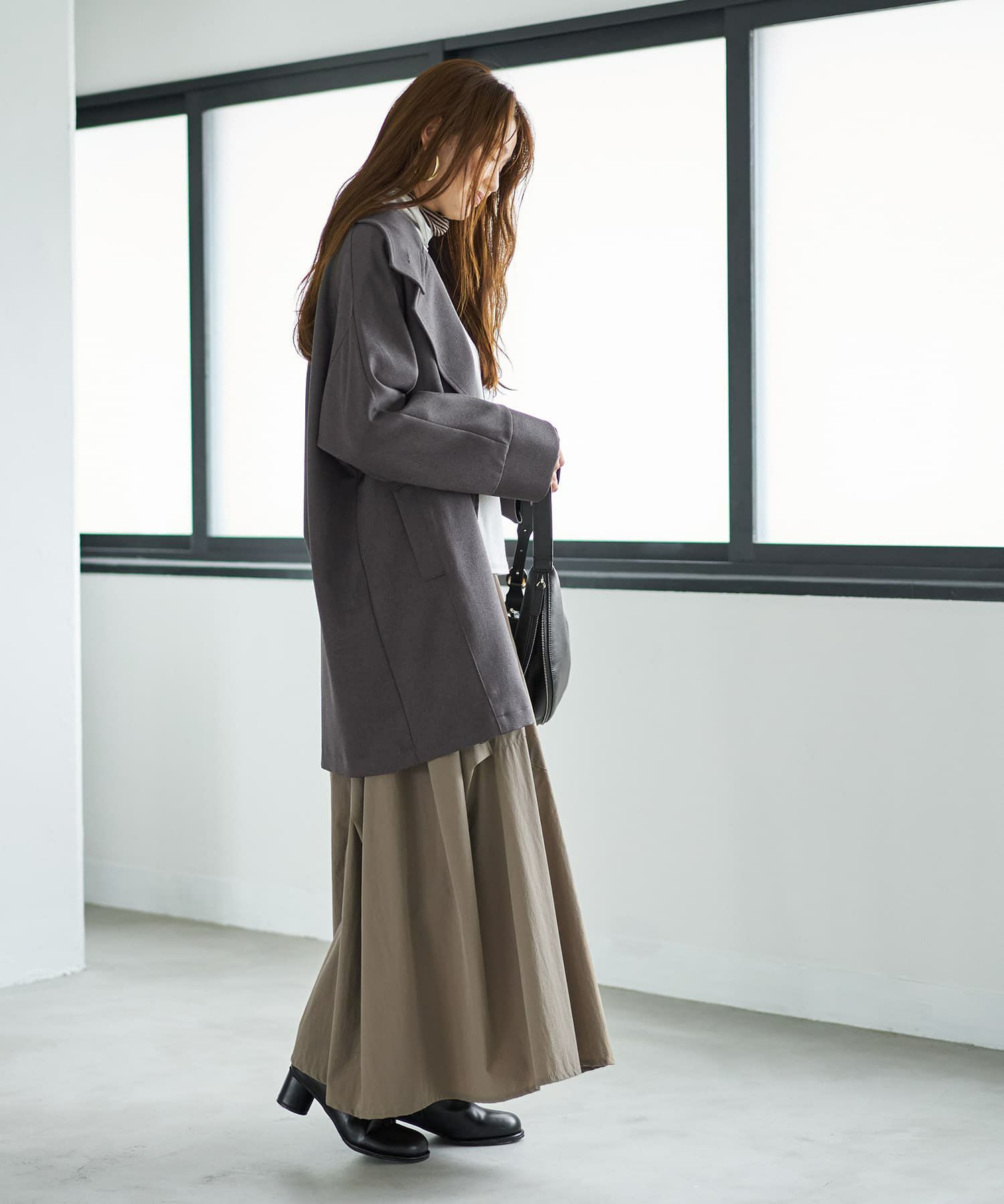 着用イメージ 166cm チャコール
