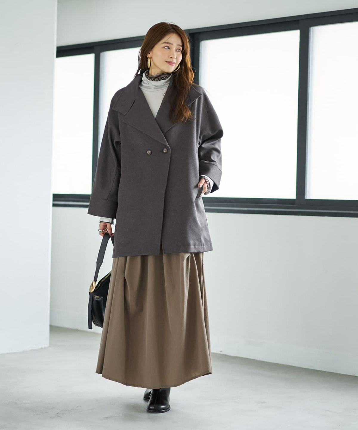 着用イメージ 166cm チャコール