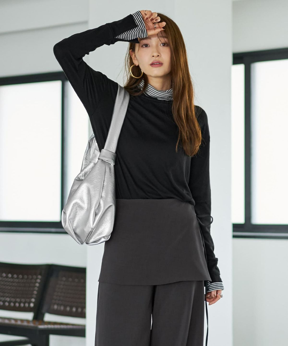 着用イメージ 166cm ブラック