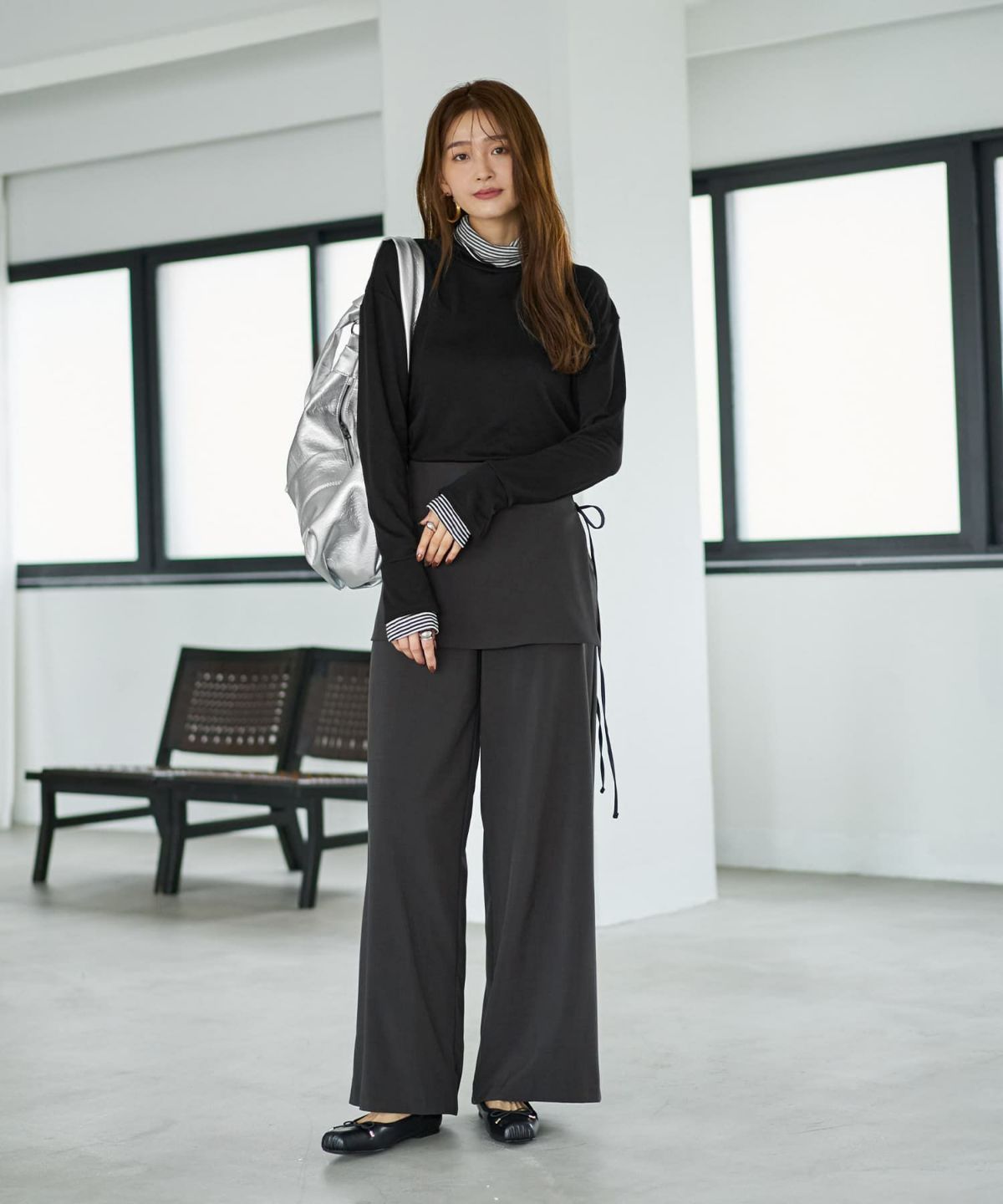 着用イメージ 166cm ブラック