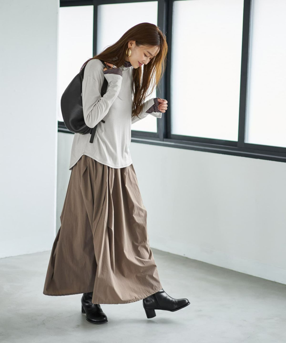 着用イメージ 166cm ブライトグレー