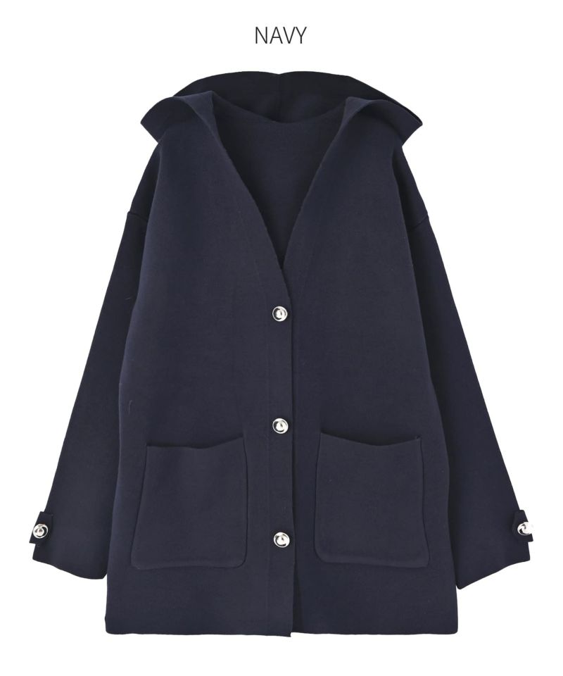 フード付きニットジャケット | おしゃれな大人レディースファッション