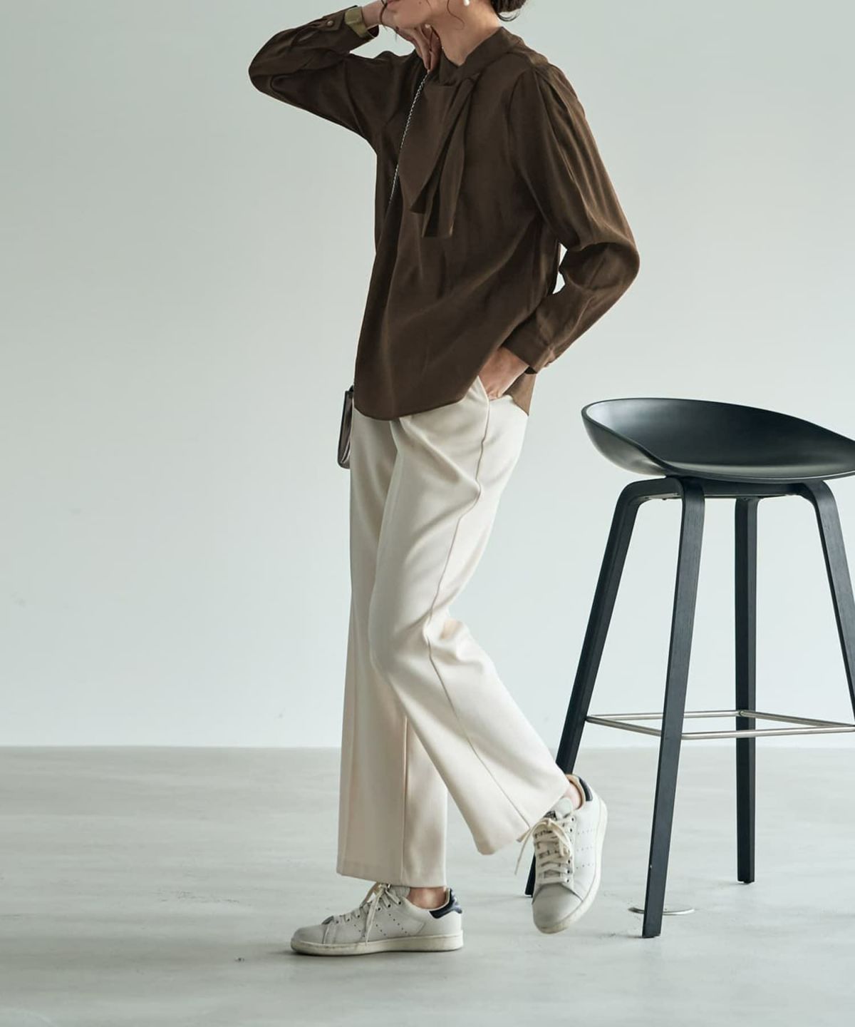 着用イメージ 167cm ブラウンカーキ