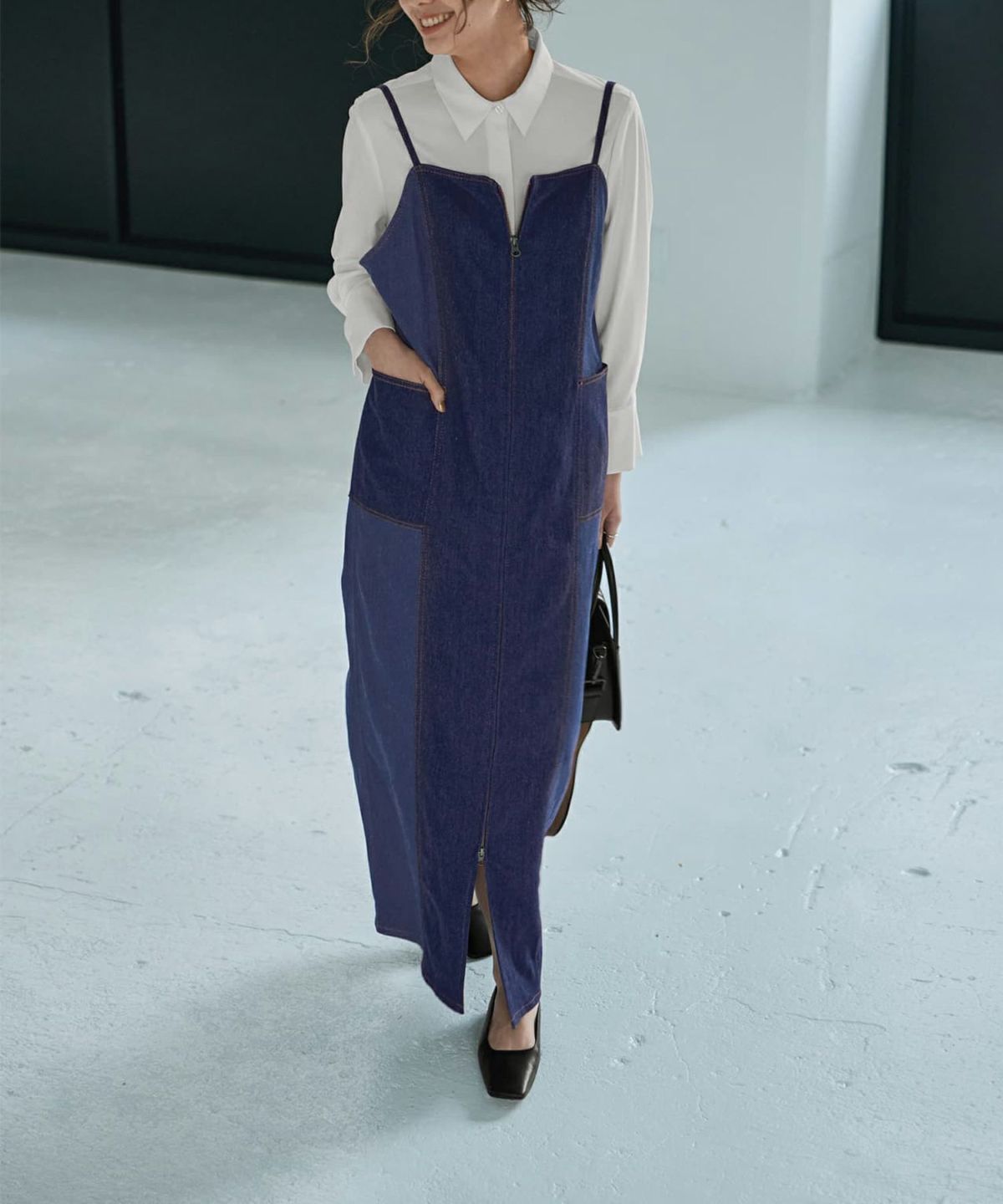 着用イメージ 167cm ネイビーミックス