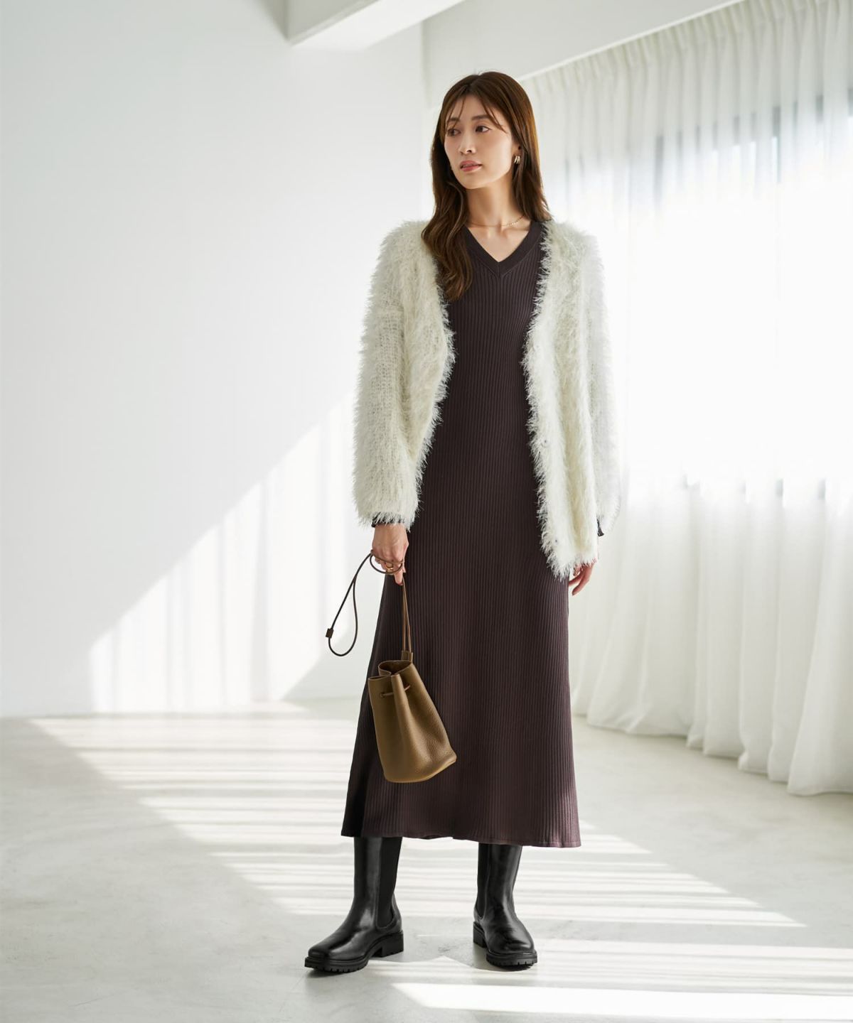 着用イメージ 167cm ダークブラウン 02サイズ