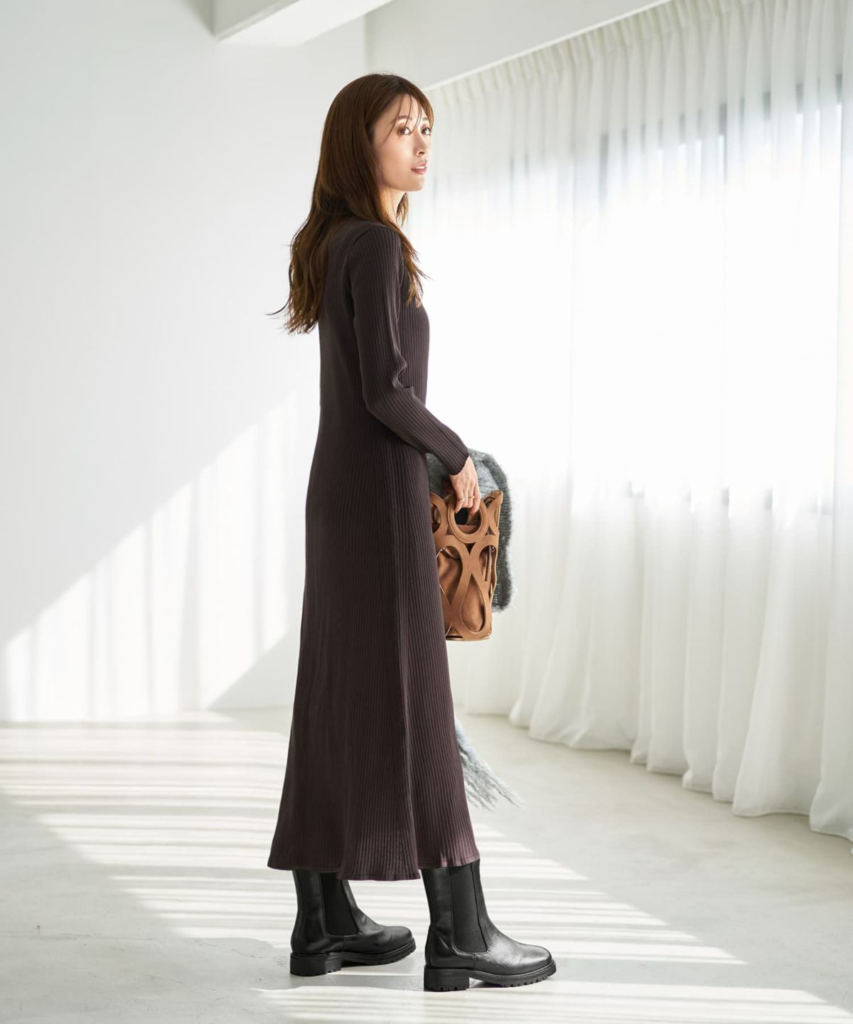 着用イメージ 167cm ダークブラウン 02サイズ
